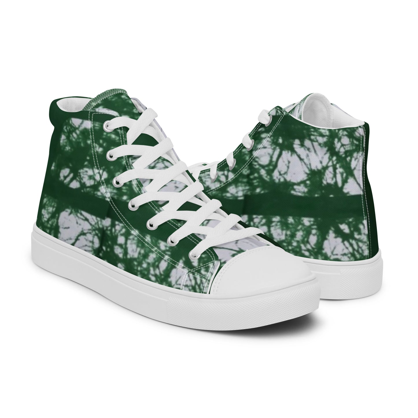 Green Adire Ankara Men’s high top canvas shoes