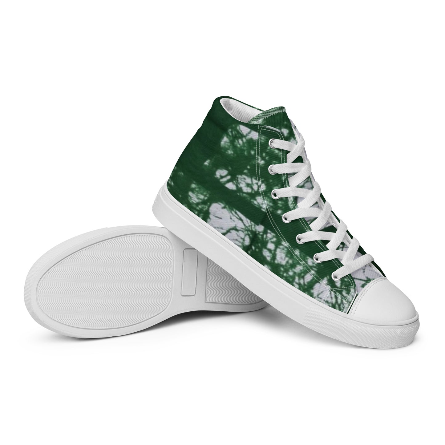 Green Adire Ankara Men’s high top canvas shoes