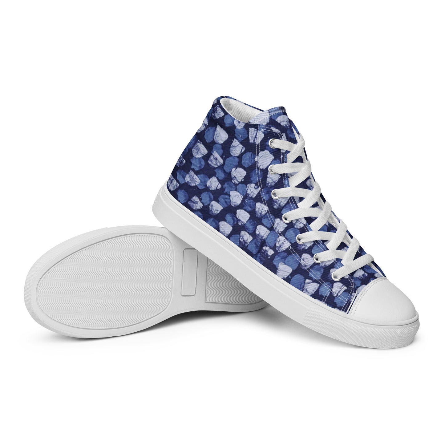 Blue Dotted Men’s high top canvas shoes