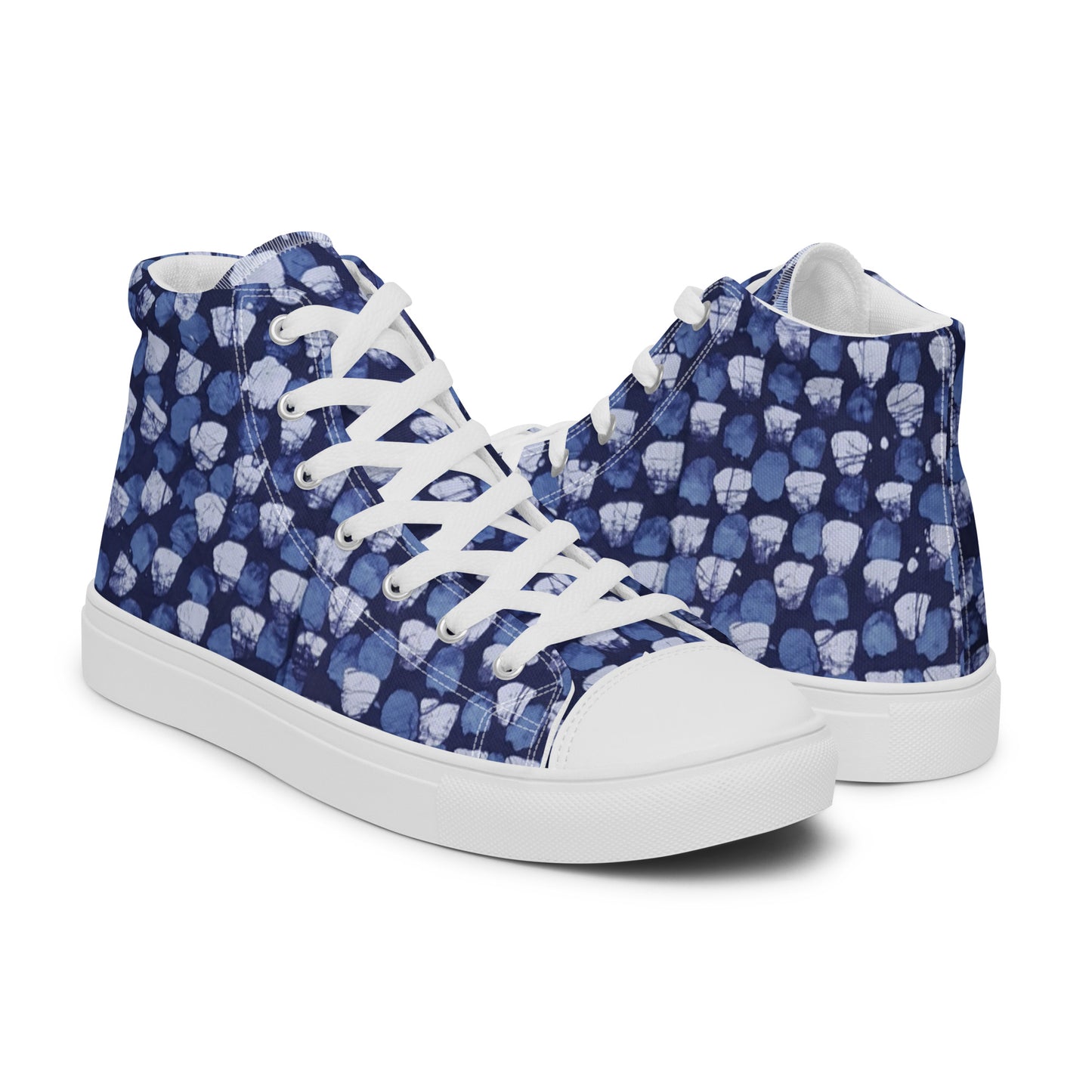 Blue Dotted Men’s high top canvas shoes