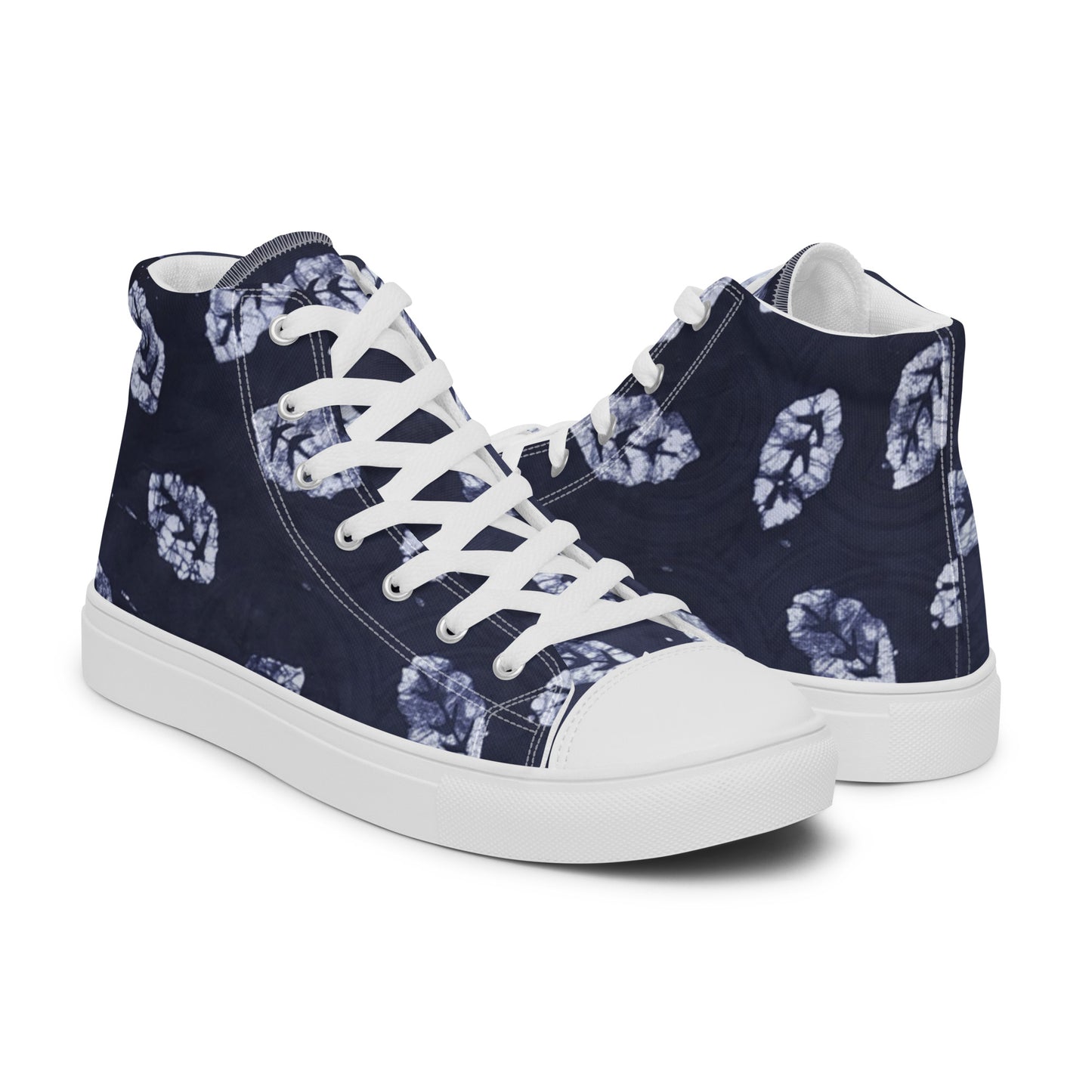 Indigo Leaf Men’s high top canvas shoes