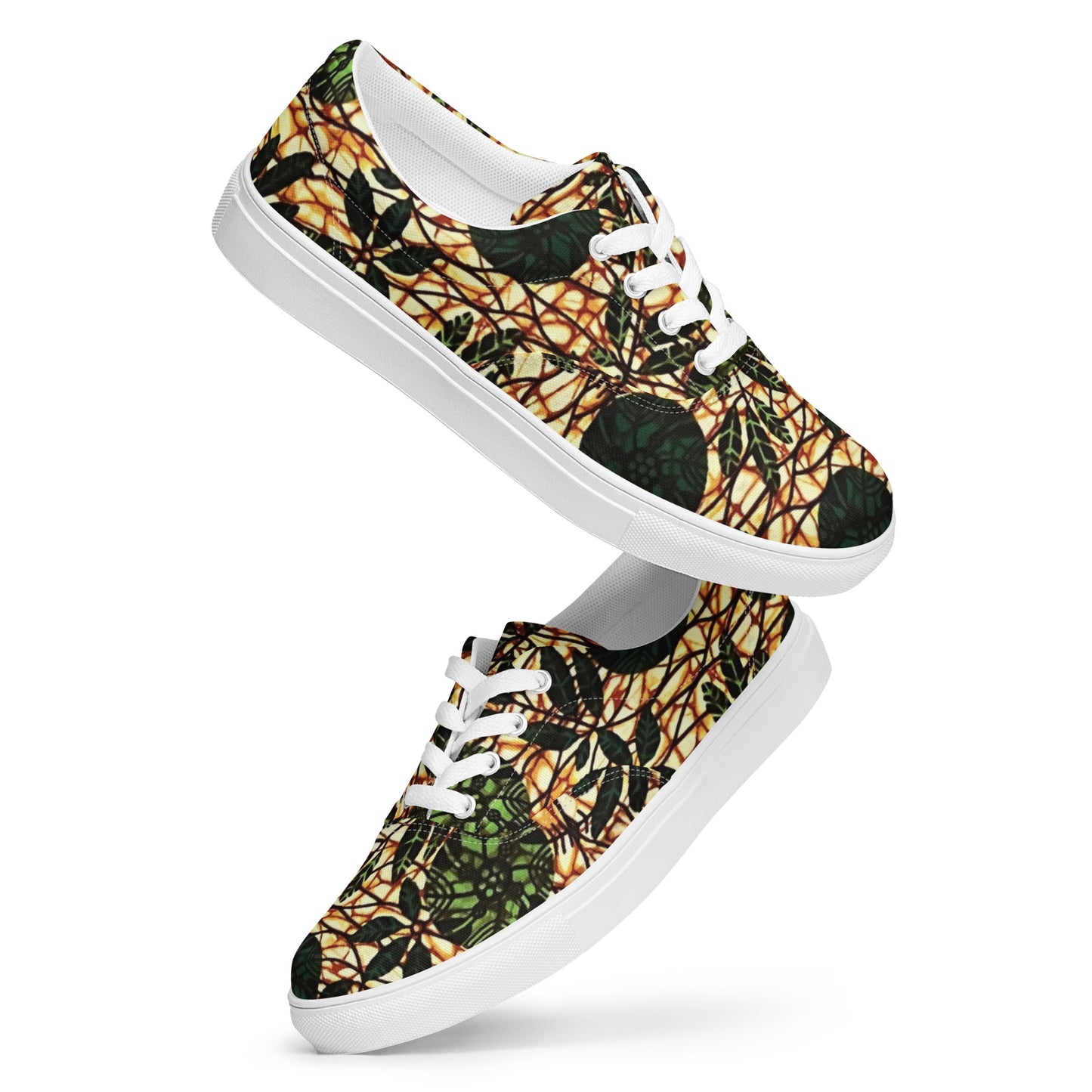 Green Leaf Wine Ankara Men’s lace-up canvas shoes