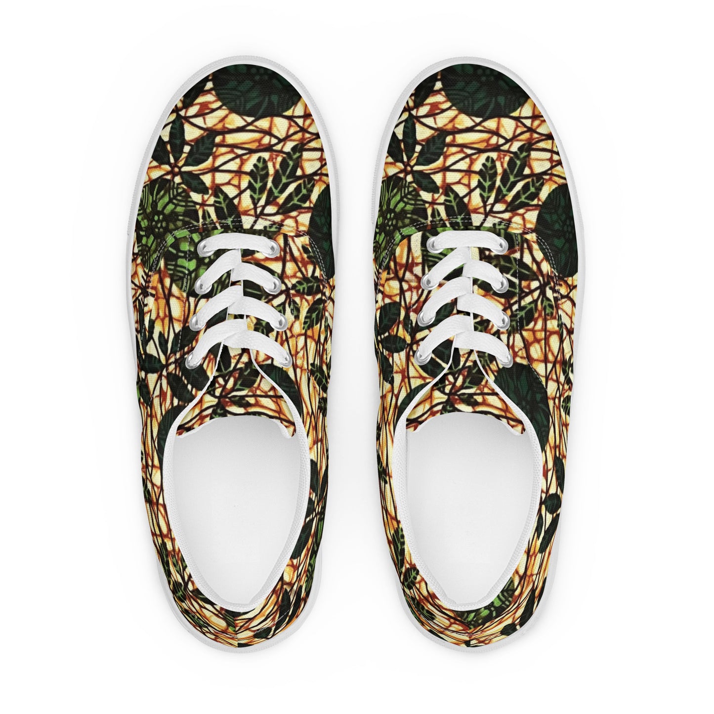 Green Leaf Wine Ankara Men’s lace-up canvas shoes