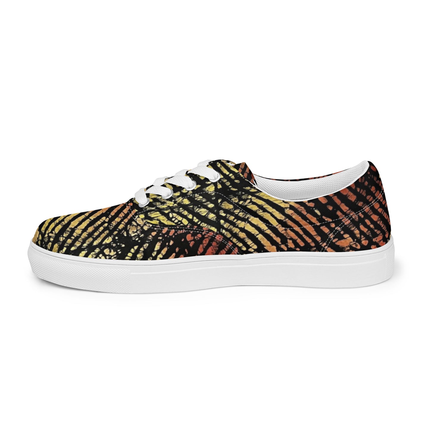 Yellow Orange Aztec Ankara Men’s lace-up canvas shoes