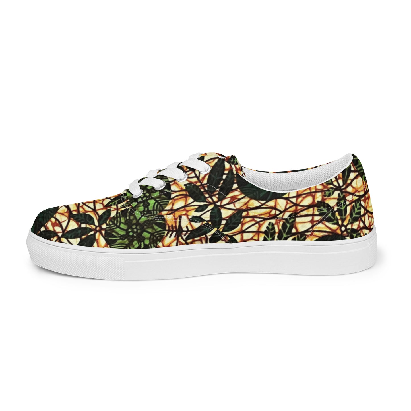 Green Leaf Wine Ankara Men’s lace-up canvas shoes