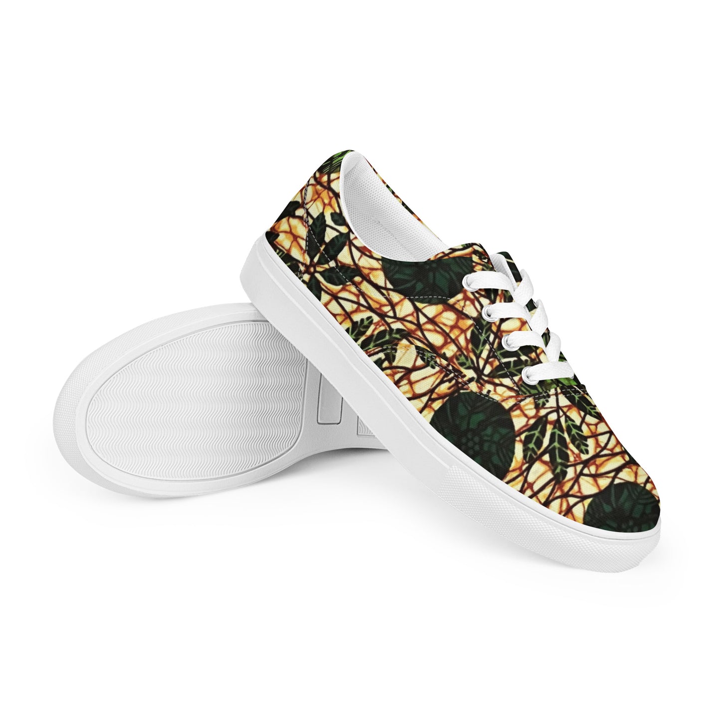 Green Leaf Wine Ankara Men’s lace-up canvas shoes