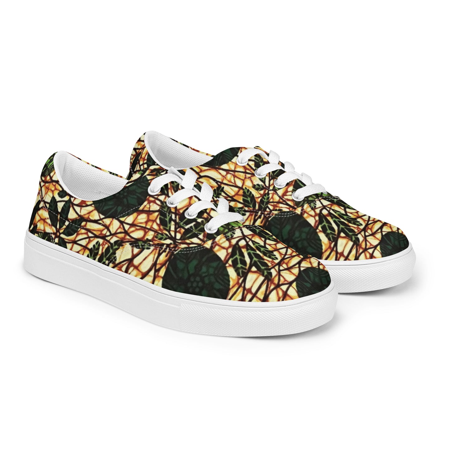 Green Leaf Wine Ankara Men’s lace-up canvas shoes