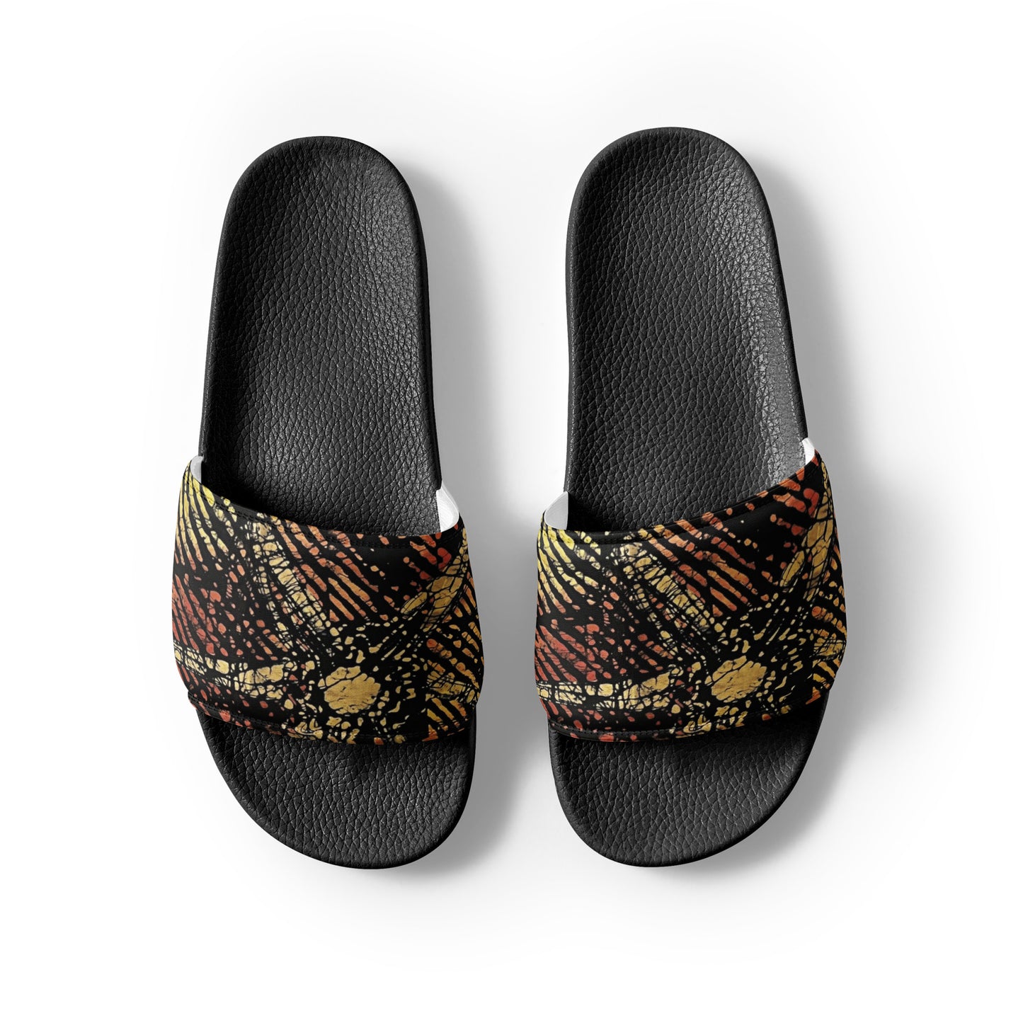 Yellow Orange Aztec Ankara Men’s slides