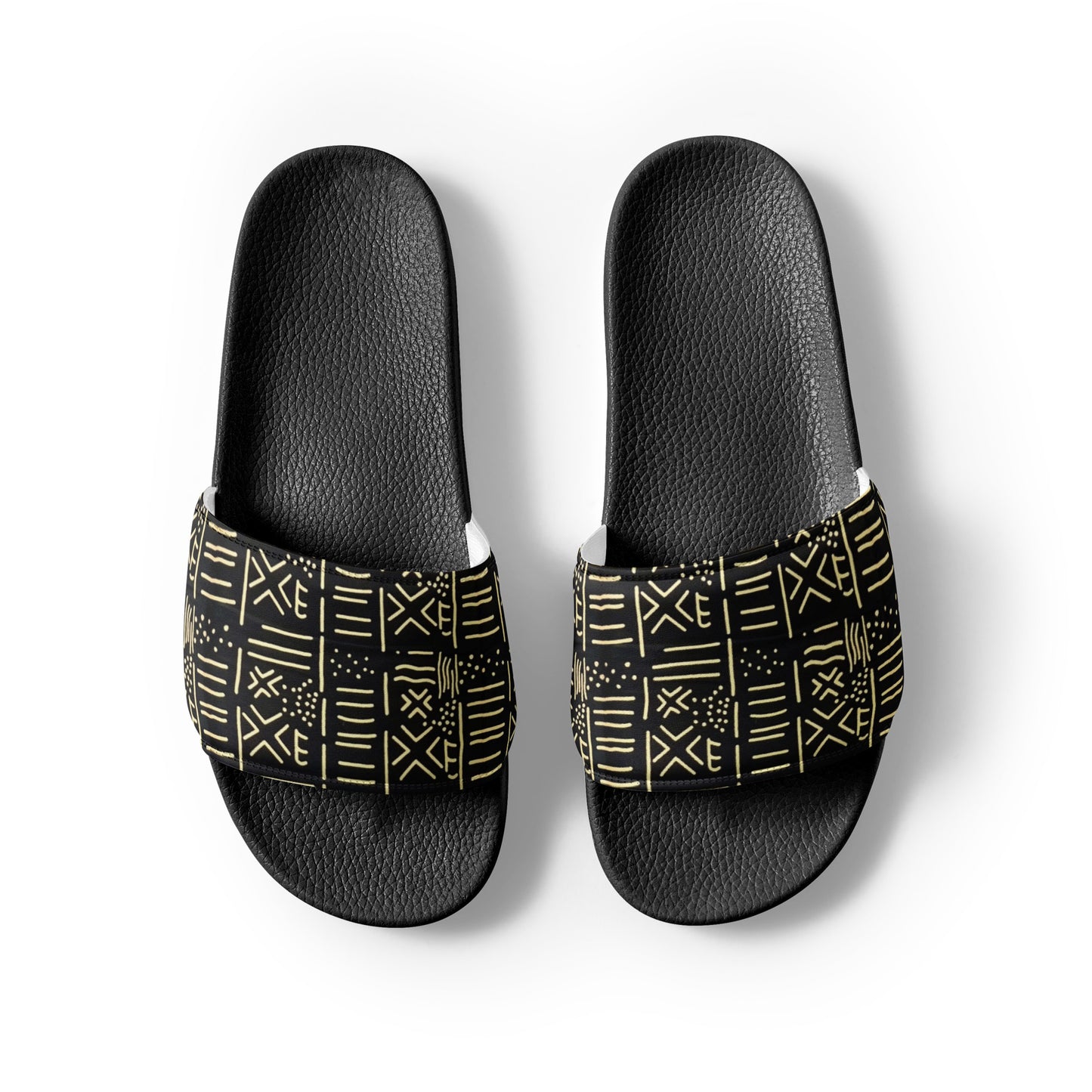 Cream & Black African Print Ankara Men’s Slides