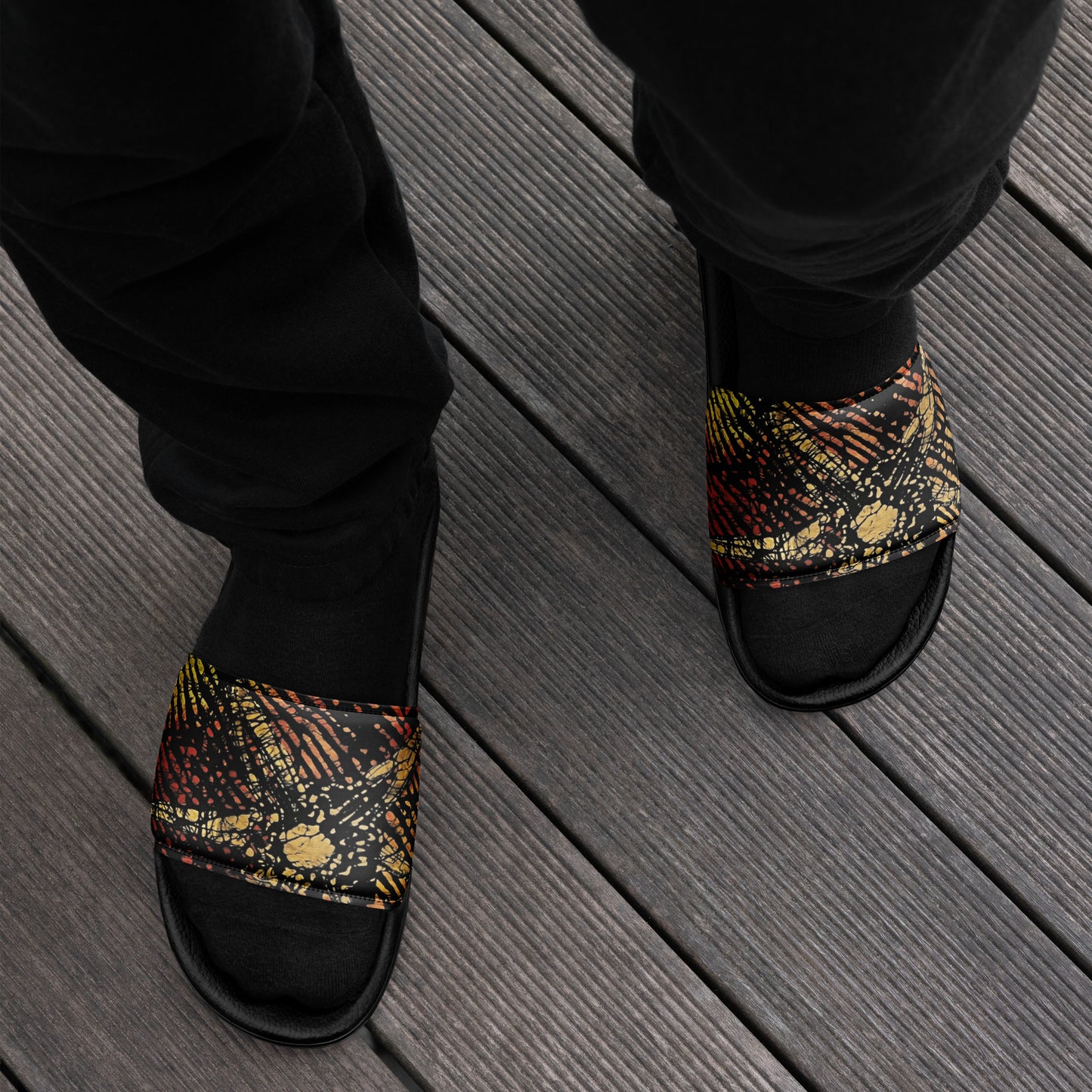 Yellow Orange Aztec Ankara Men’s slides