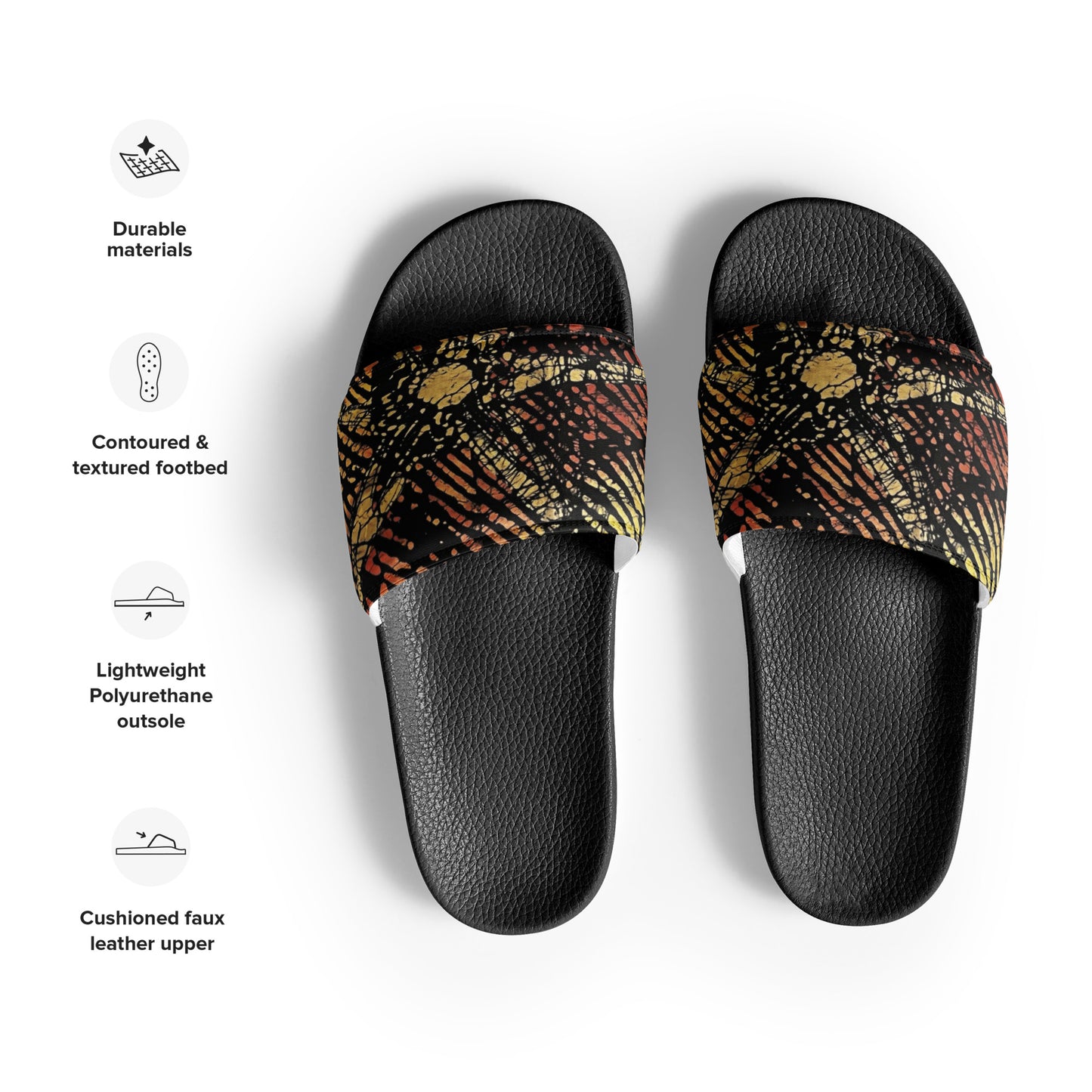 Yellow Orange Aztec Ankara Men’s slides