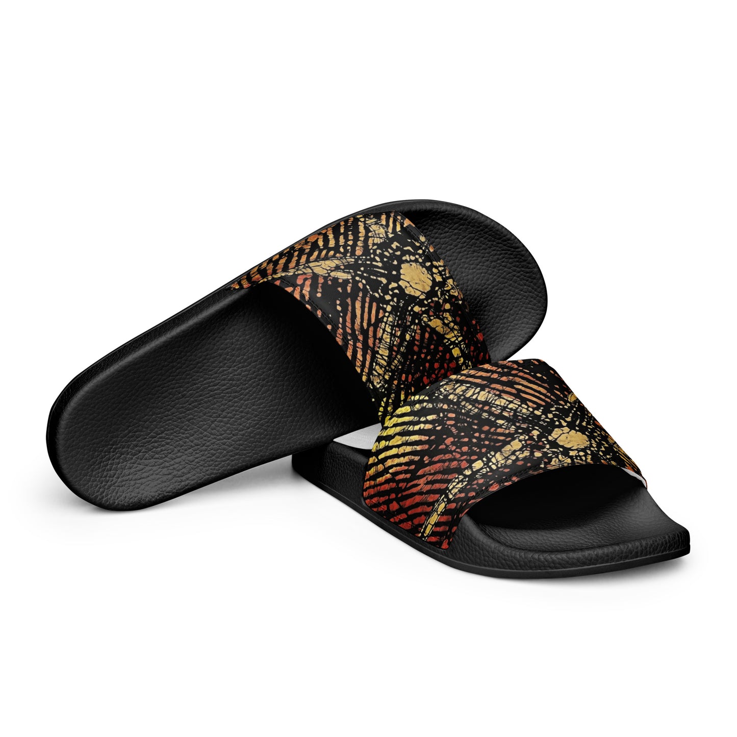 Yellow Orange Aztec Ankara Men’s slides