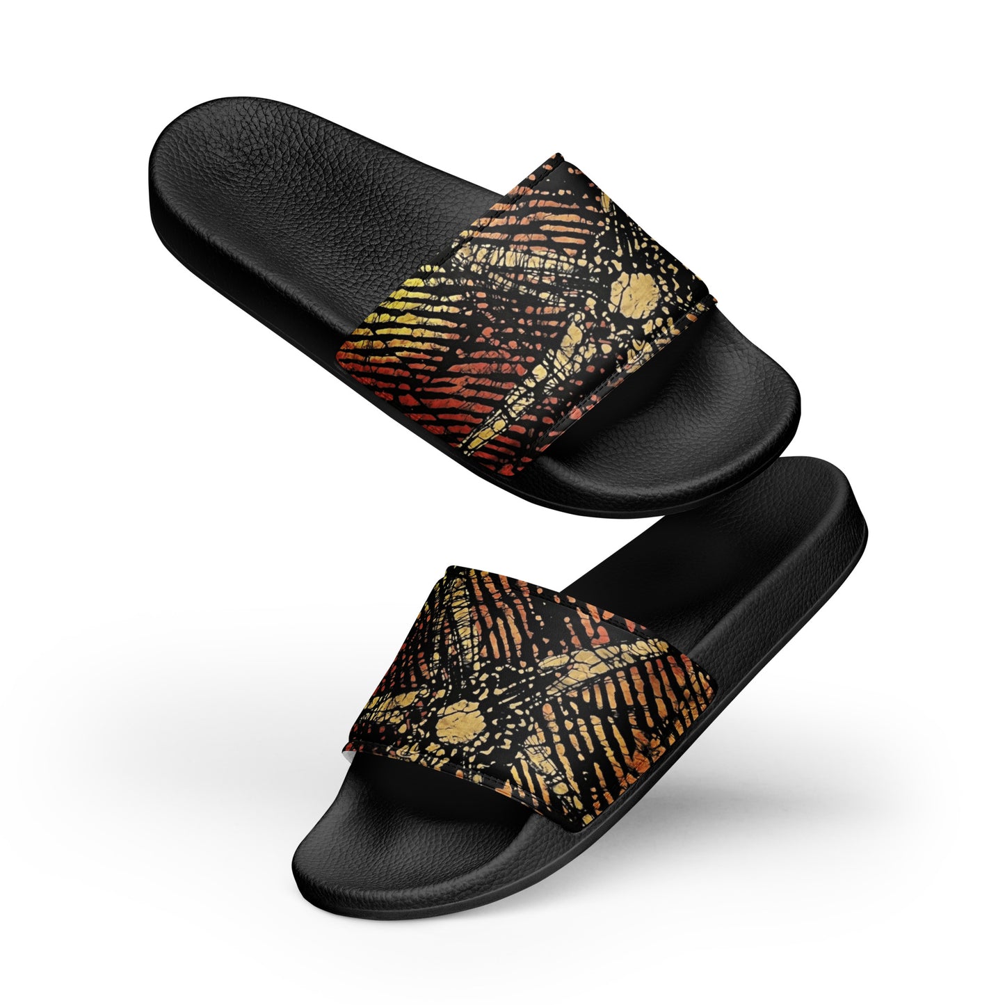 Yellow Orange Aztec Ankara Men’s slides