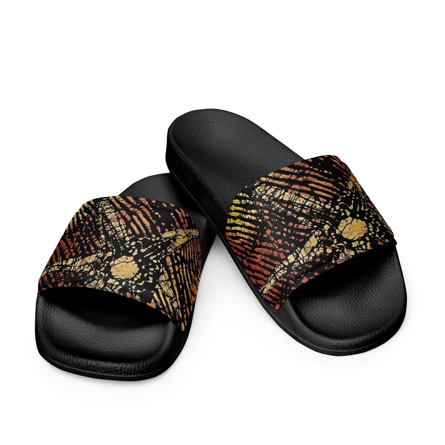 Yellow Orange Aztec Ankara Men’s slides