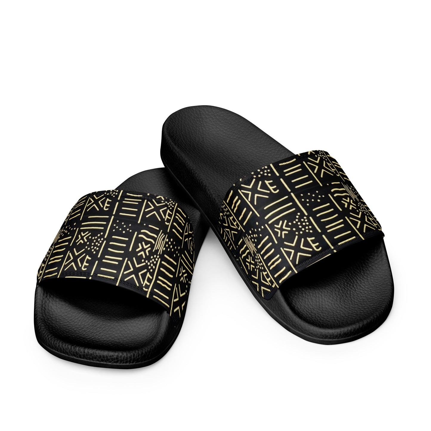 Cream & Black African Print Ankara Men’s Slides