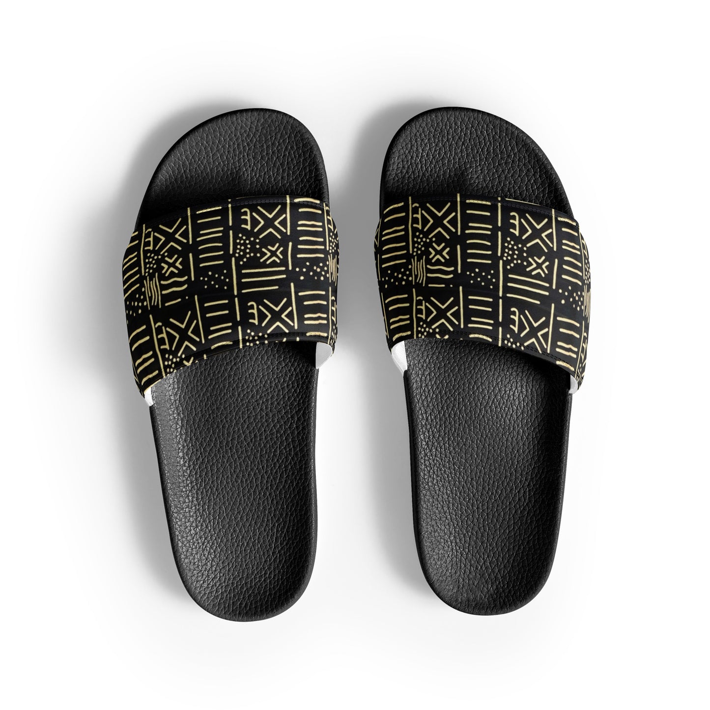 Cream & Black African Print Ankara Men’s Slides