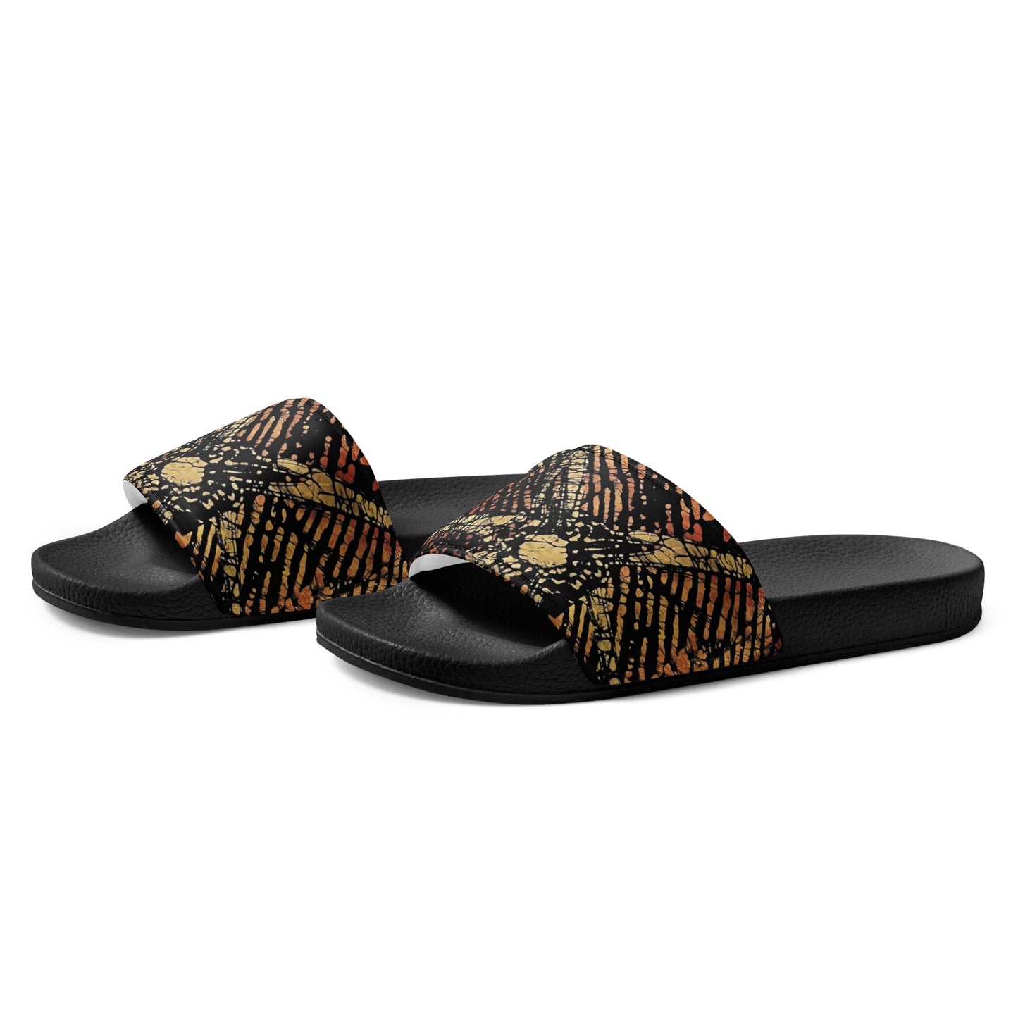 Yellow Orange Aztec Ankara Men’s slides