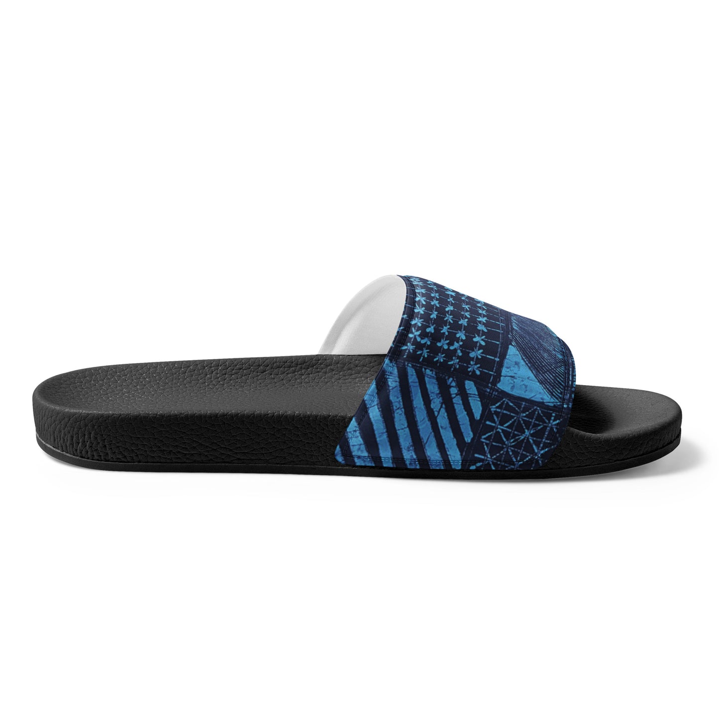 Black And Turquoise Shapes Adire Men’s Slides