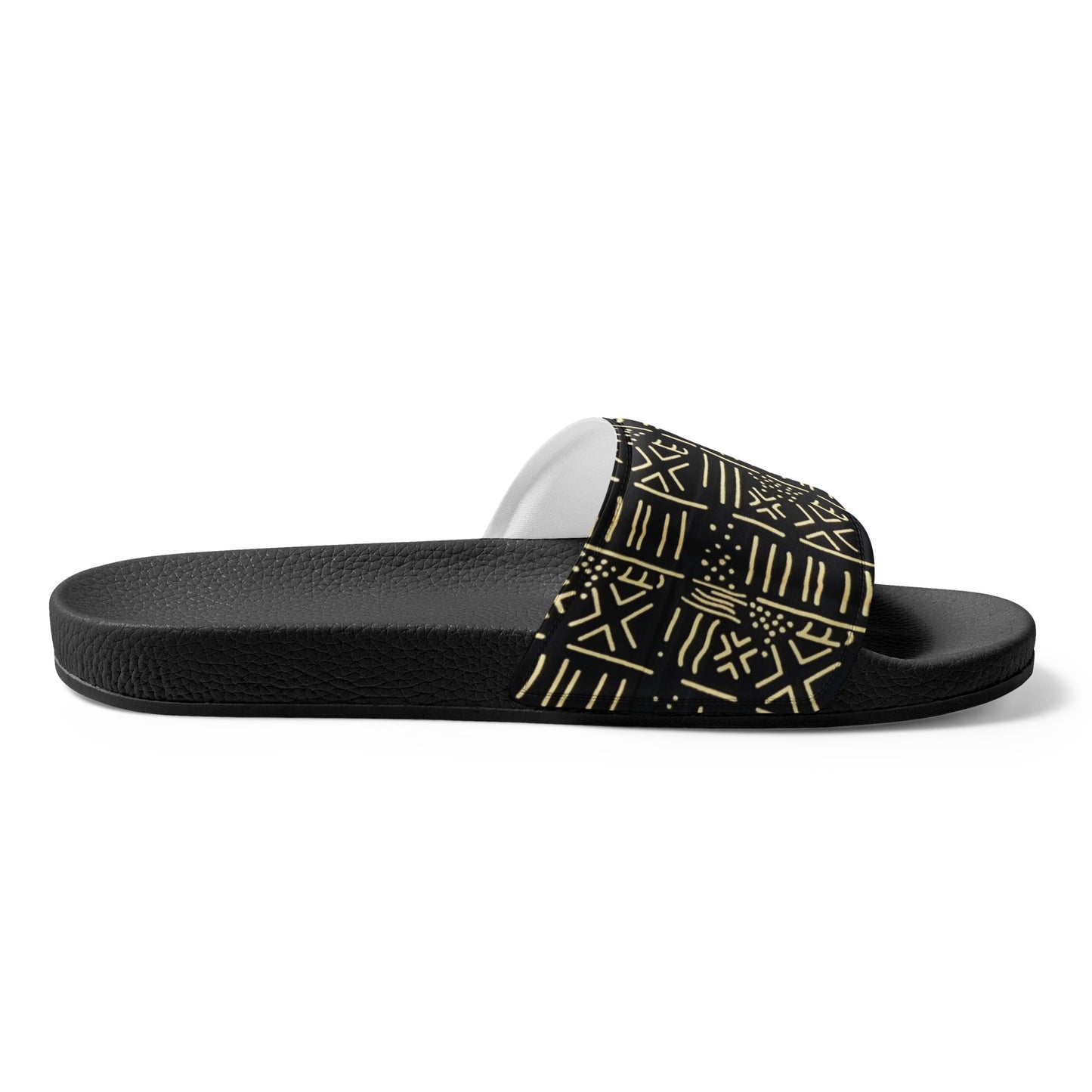 Cream & Black African Print Ankara Men’s Slides