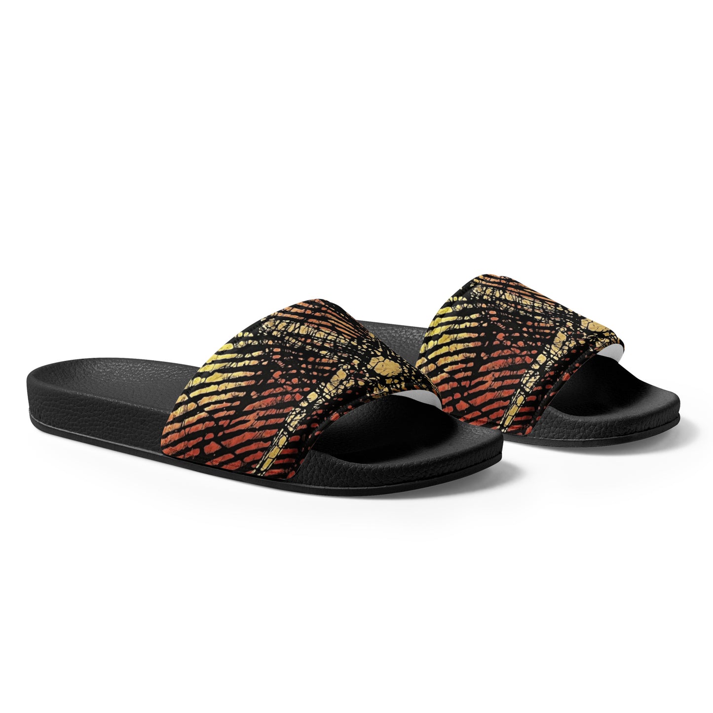 Yellow Orange Aztec Ankara Men’s slides