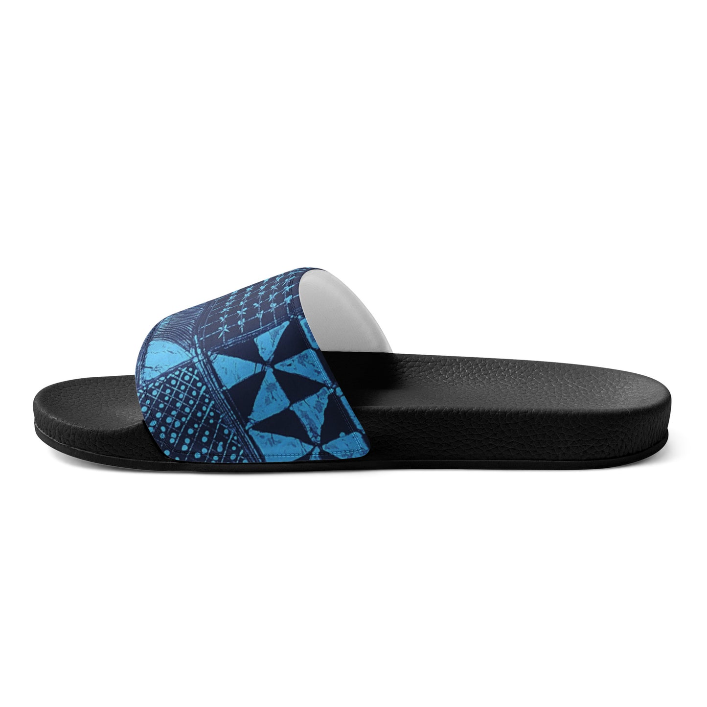 Black And Turquoise Shapes Adire Men’s Slides