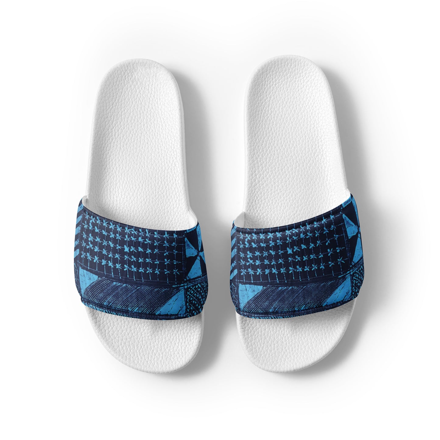 Black And Turquoise Shapes Adire Men’s Slides