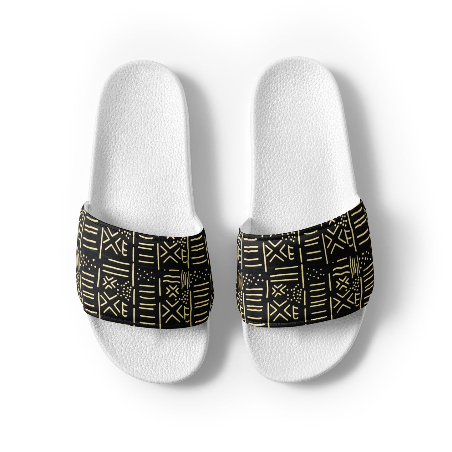 Cream & Black African Print Ankara Men’s Slides