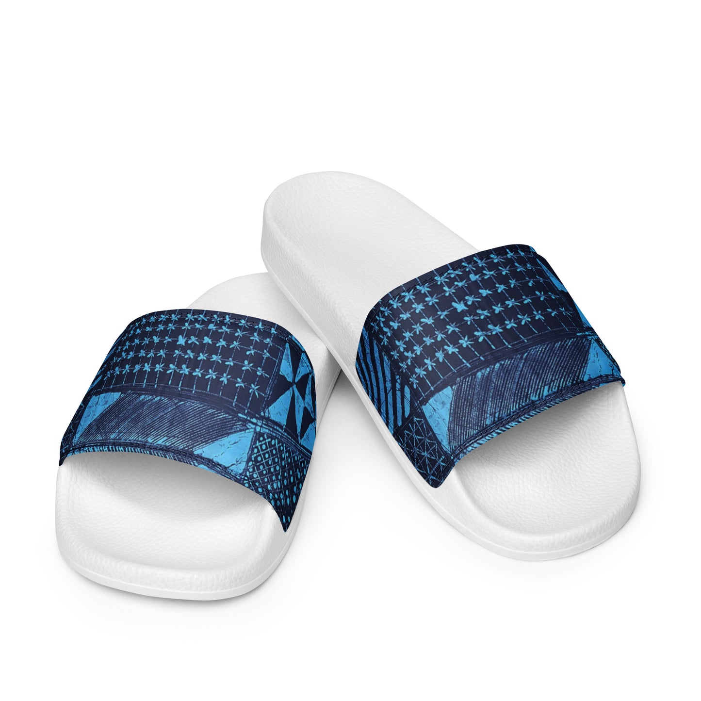 Black And Turquoise Shapes Adire Men’s Slides