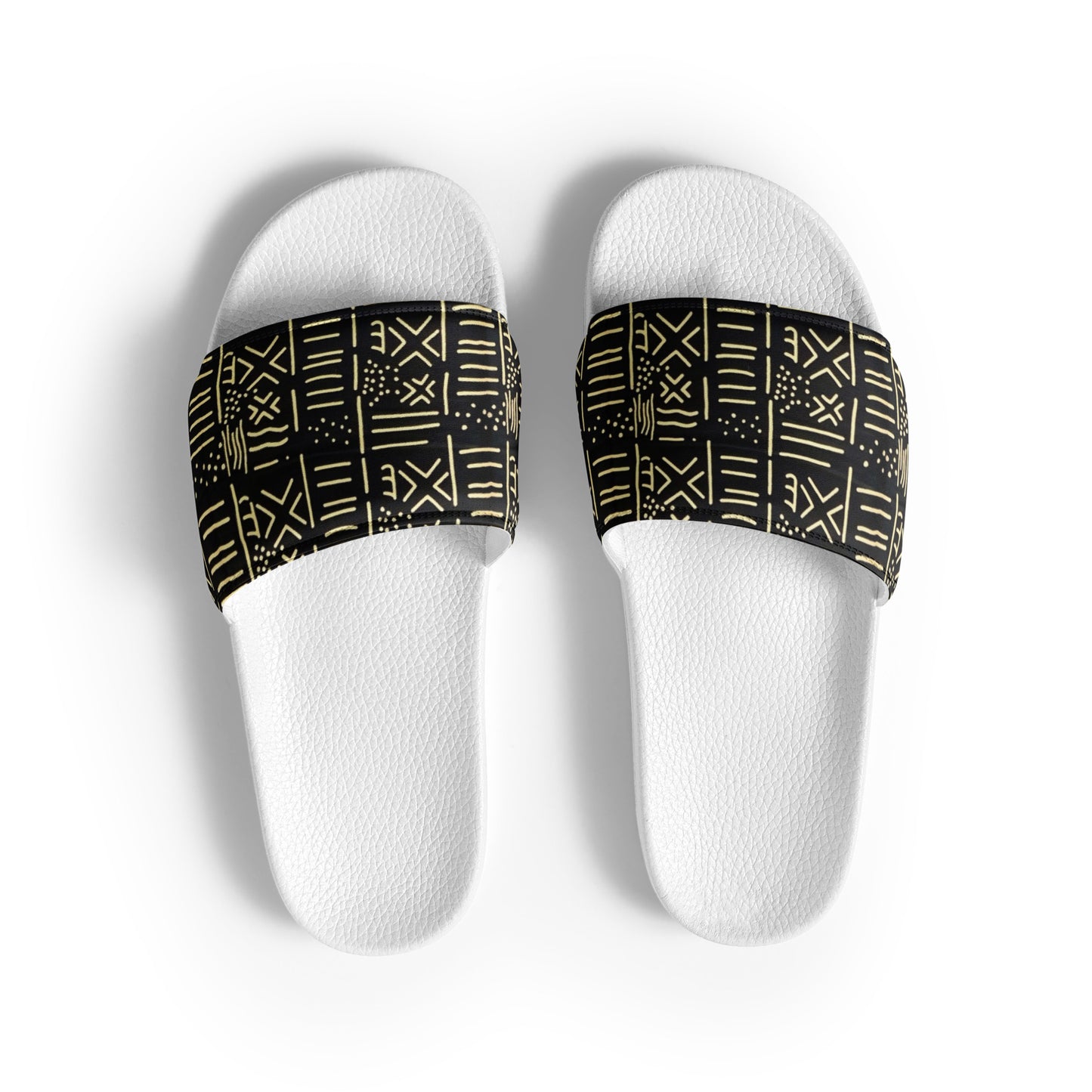 Cream & Black African Print Ankara Men’s Slides