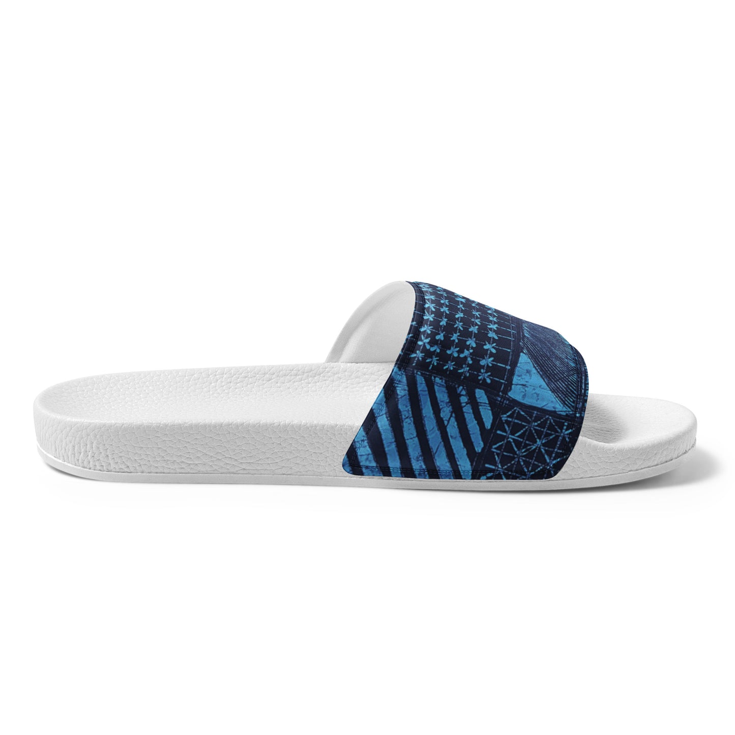 Black And Turquoise Shapes Adire Men’s Slides