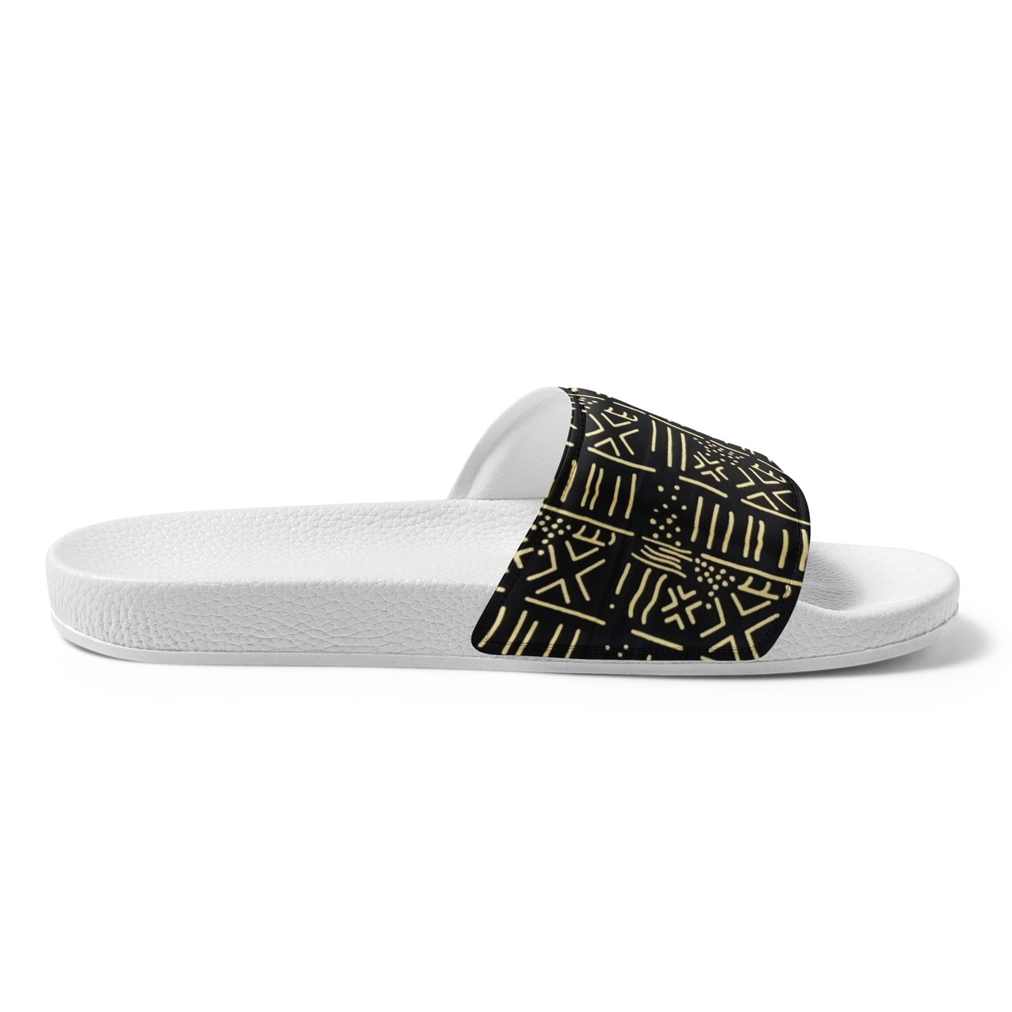 Cream & Black African Print Ankara Men’s Slides