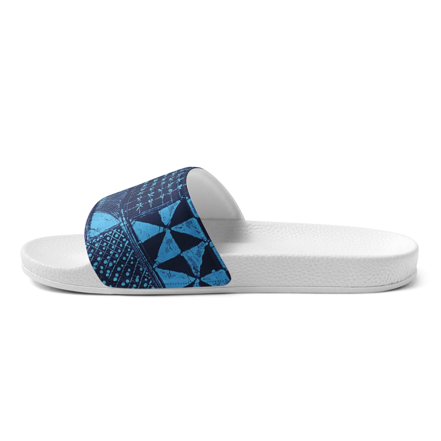 Black And Turquoise Shapes Adire Men’s Slides