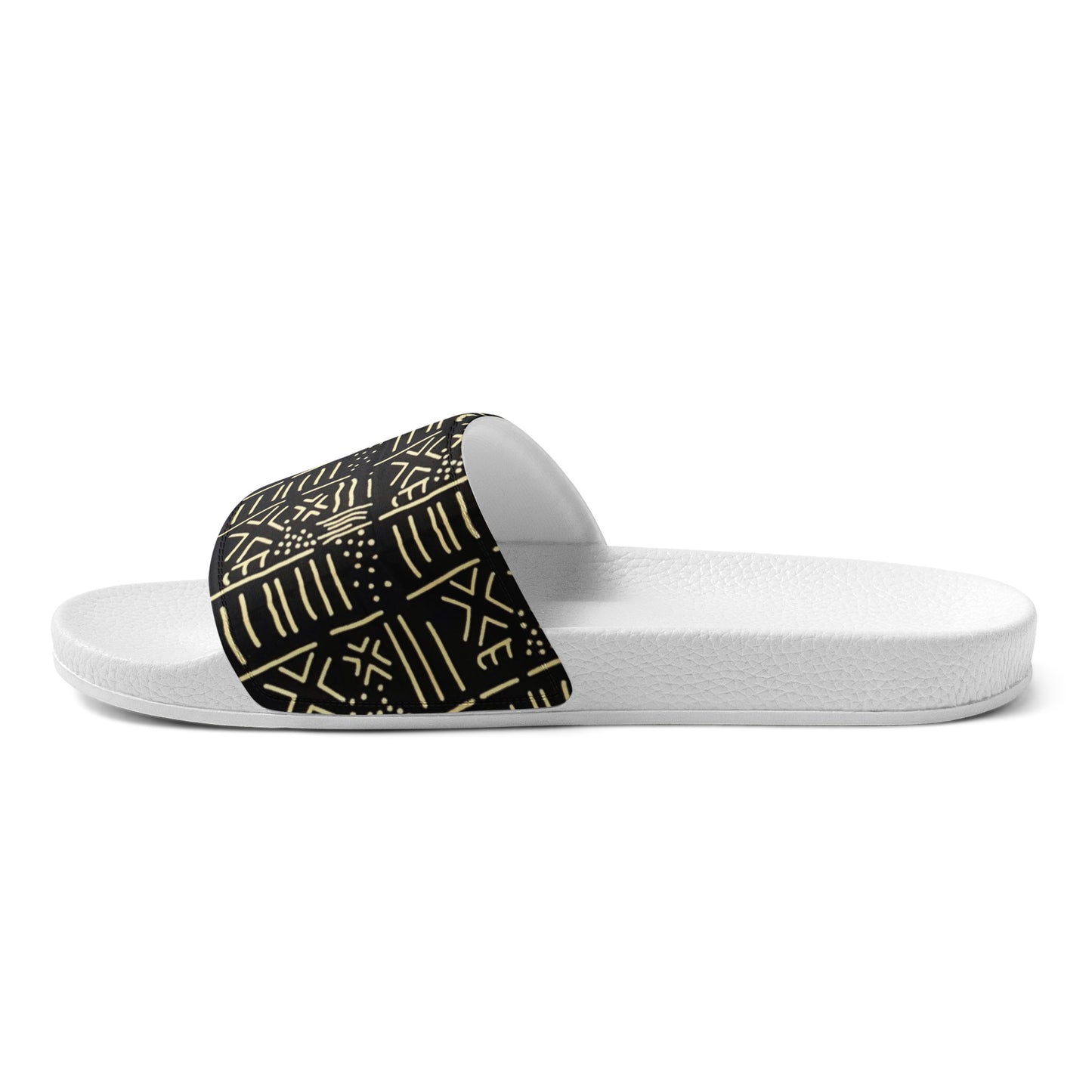 Cream & Black African Print Ankara Men’s Slides