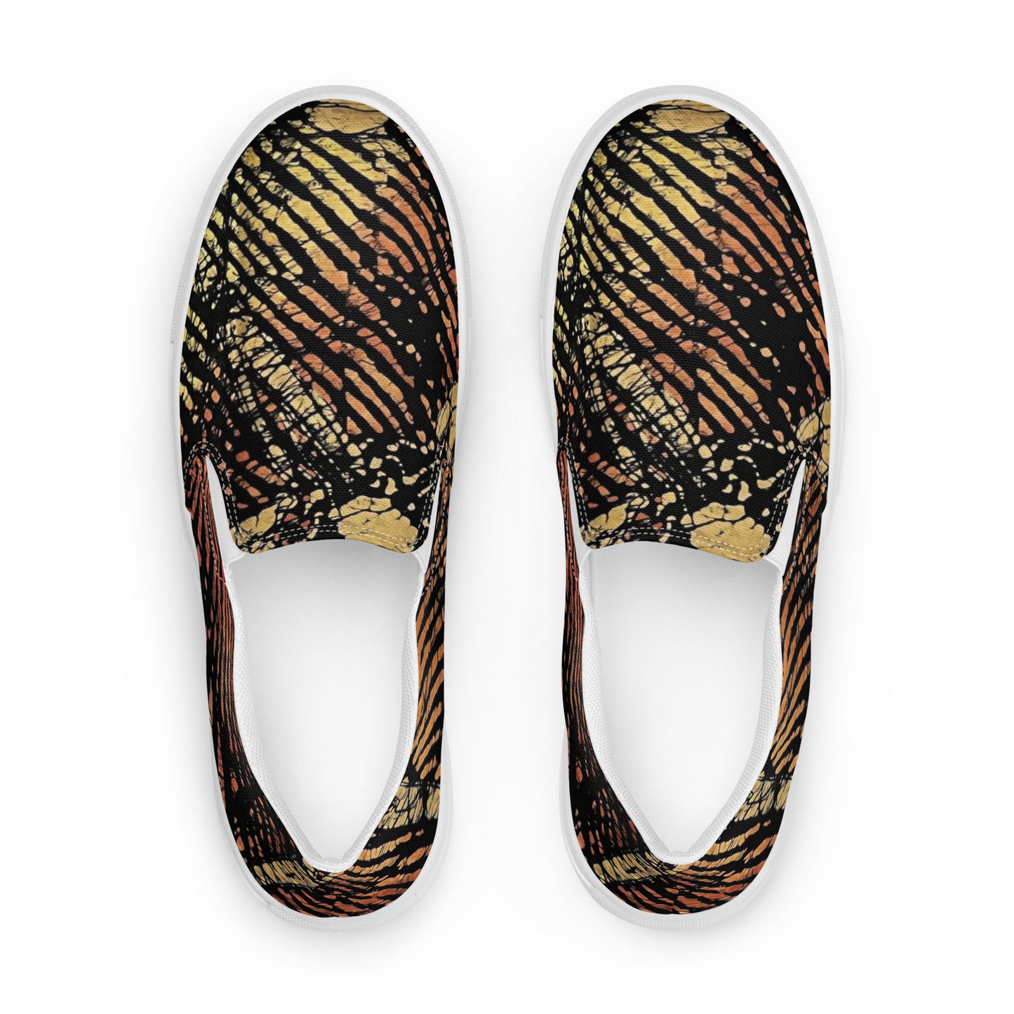 Yellow Orange Aztec Ankara Men’s slip-on canvas shoes