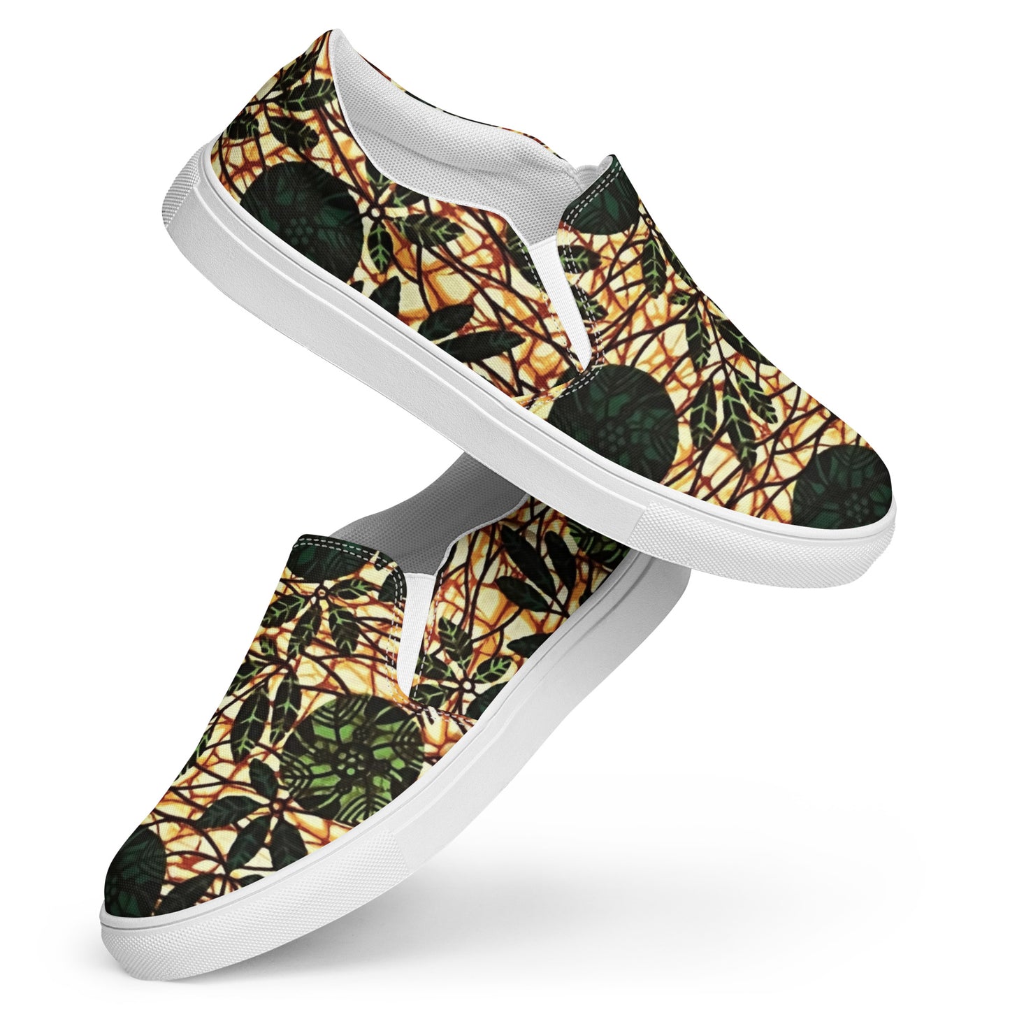 Green Leaf Wine Ankara Men’s slip-on canvas shoes