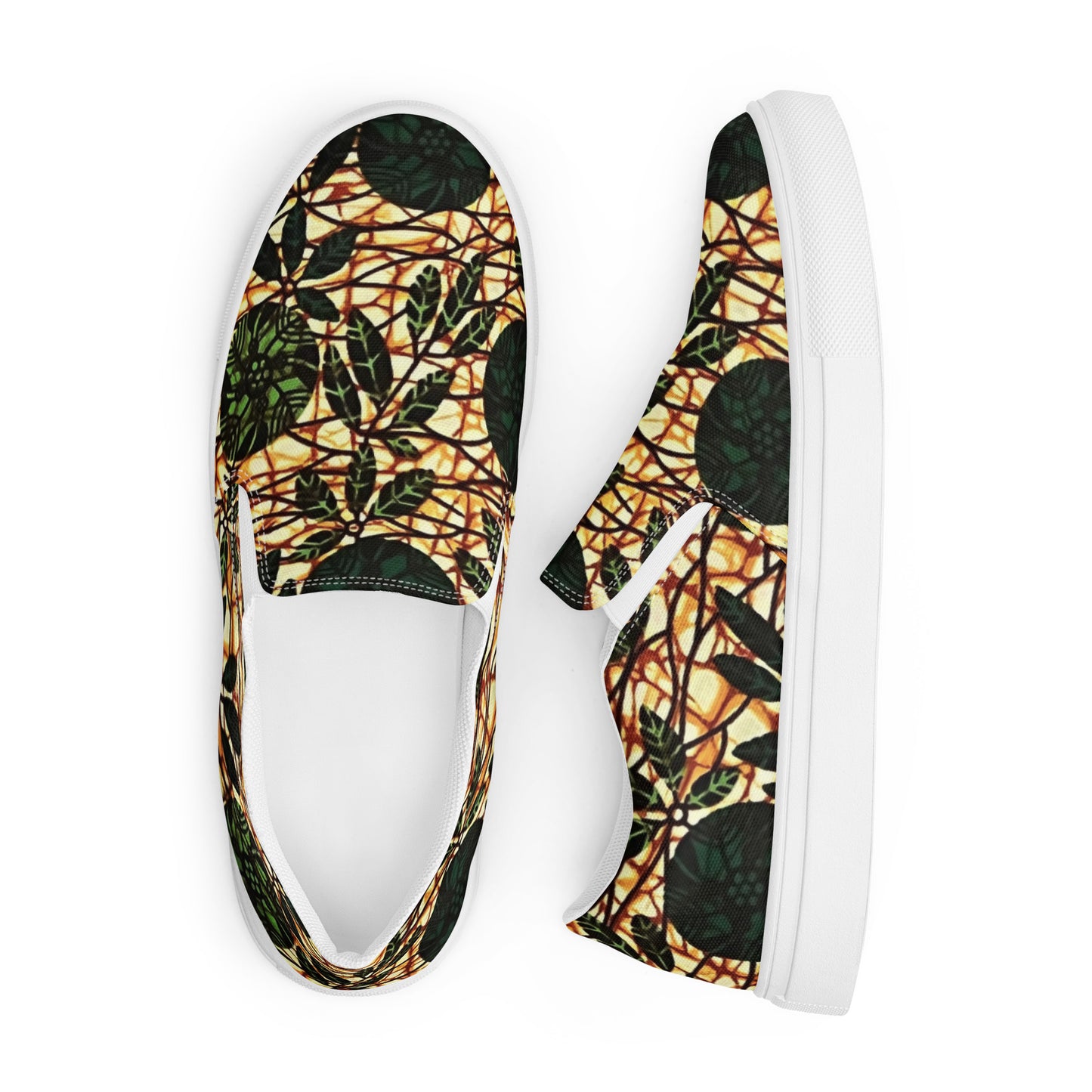 Green Leaf Wine Ankara Men’s slip-on canvas shoes