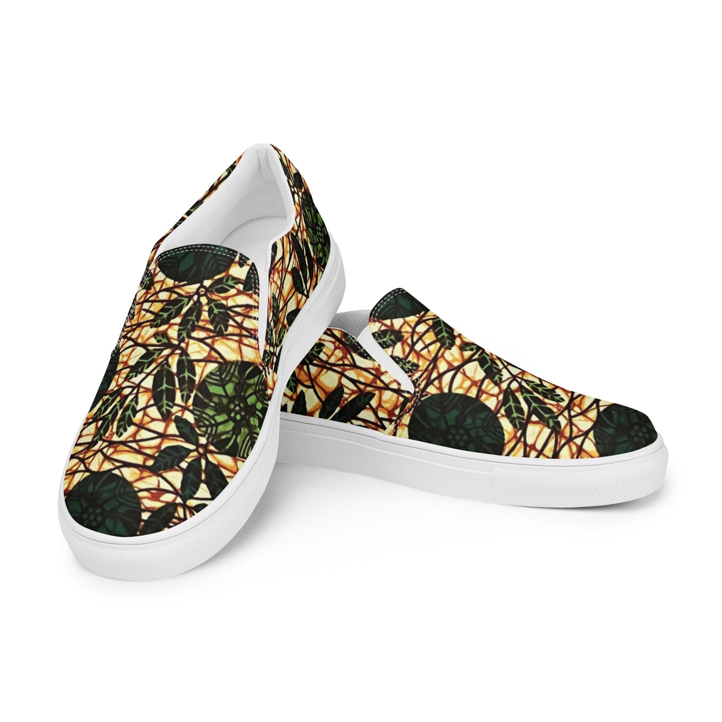 Green Leaf Wine Ankara Men’s slip-on canvas shoes