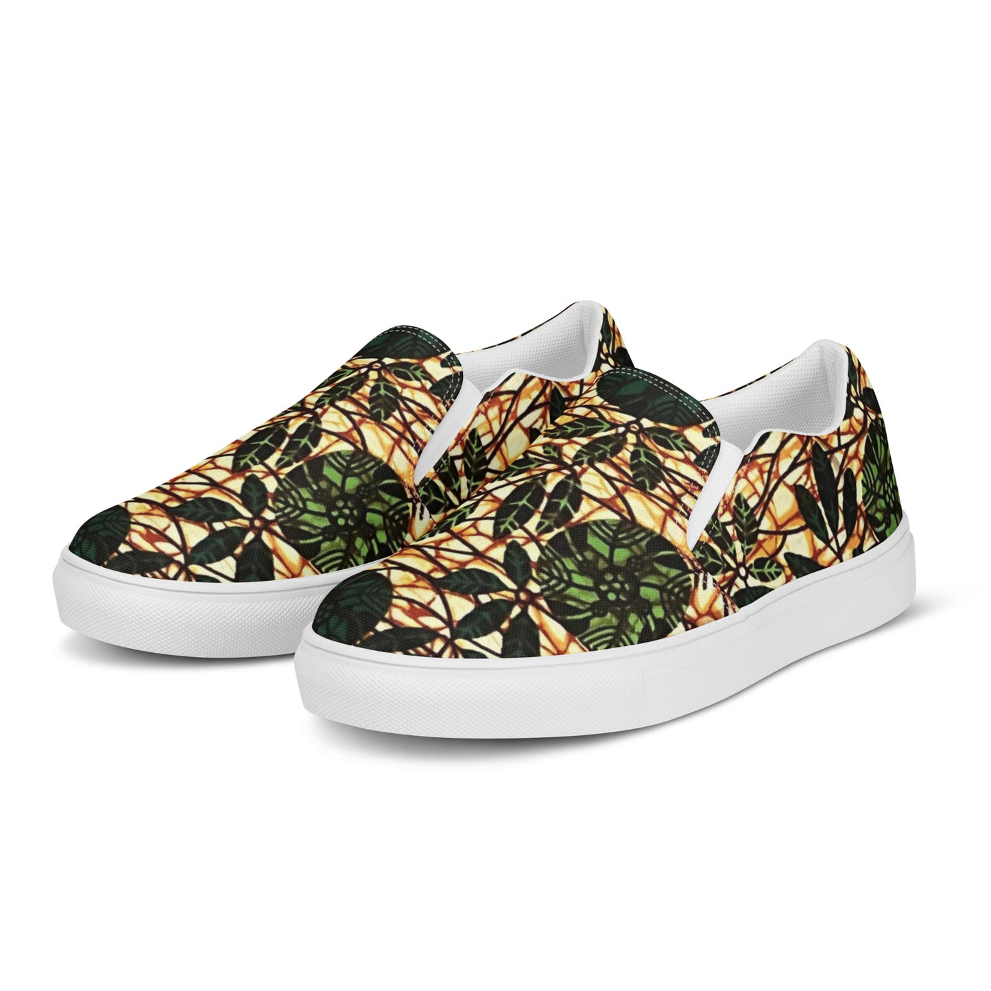 Green Leaf Wine Ankara Men’s slip-on canvas shoes