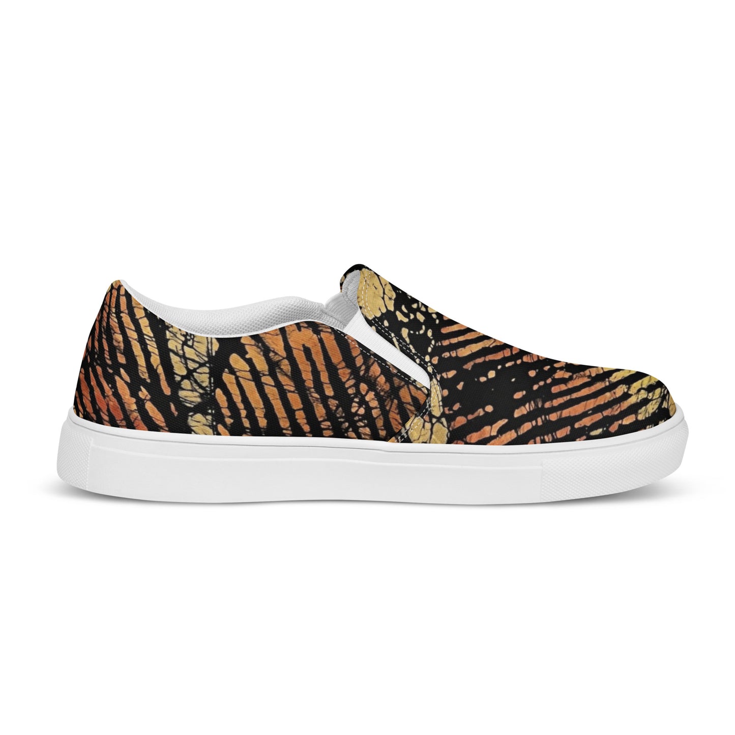 Yellow Orange Aztec Ankara Men’s slip-on canvas shoes