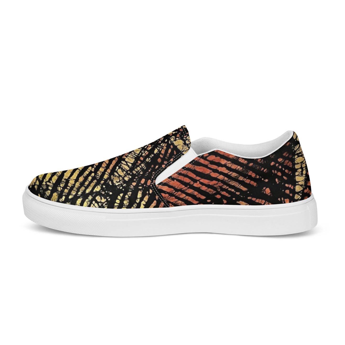 Yellow Orange Aztec Ankara Men’s slip-on canvas shoes