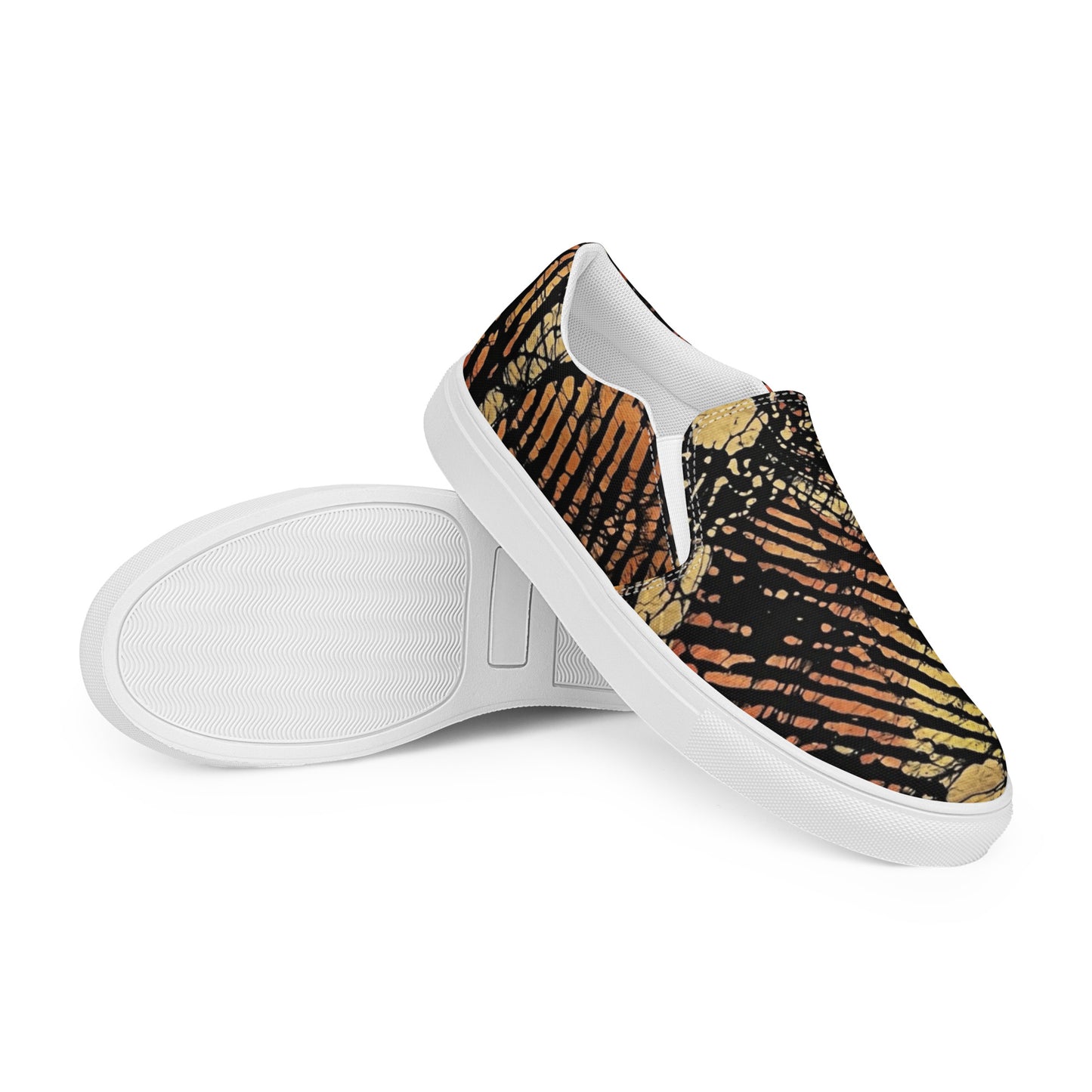 Yellow Orange Aztec Ankara Men’s slip-on canvas shoes