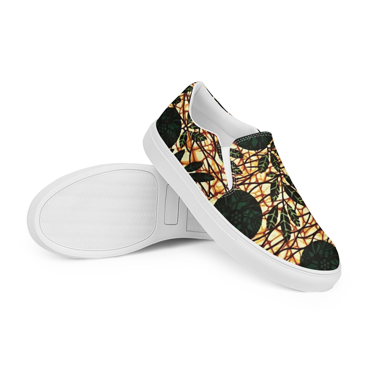 Green Leaf Wine Ankara Men’s slip-on canvas shoes