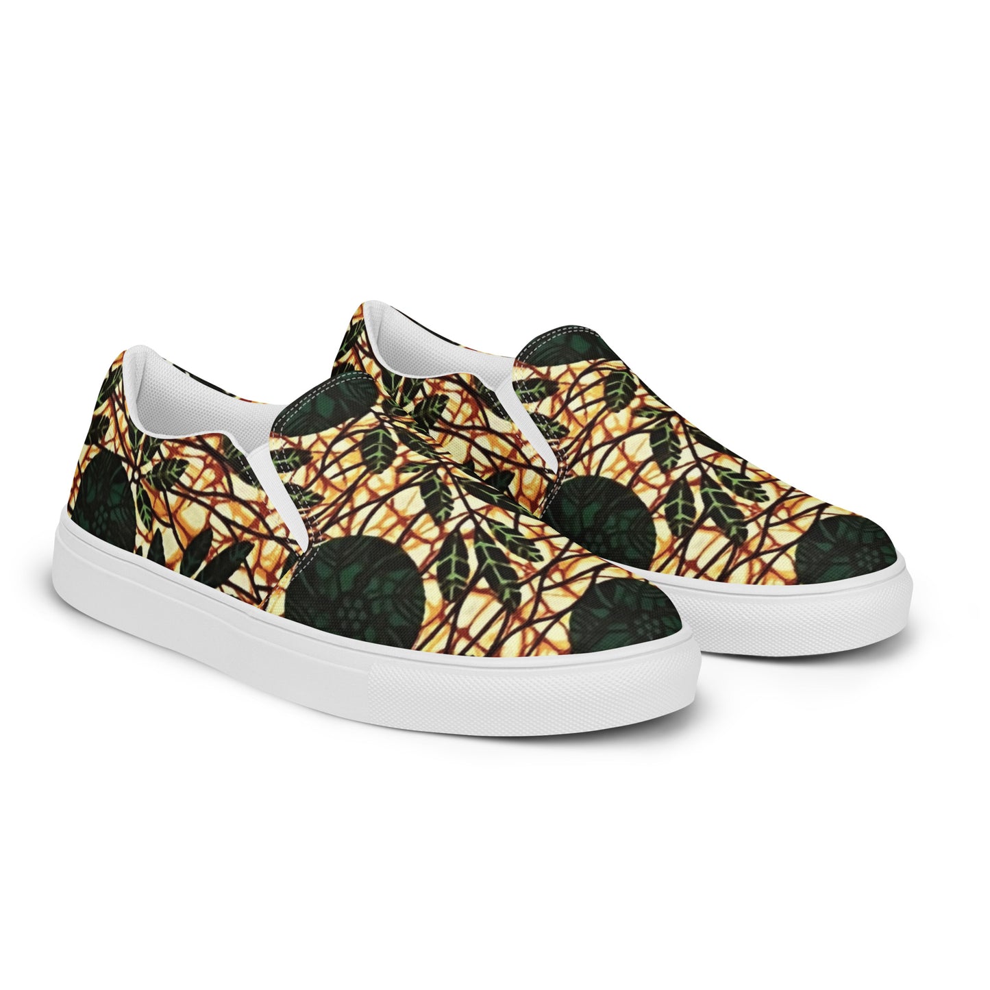 Green Leaf Wine Ankara Men’s slip-on canvas shoes