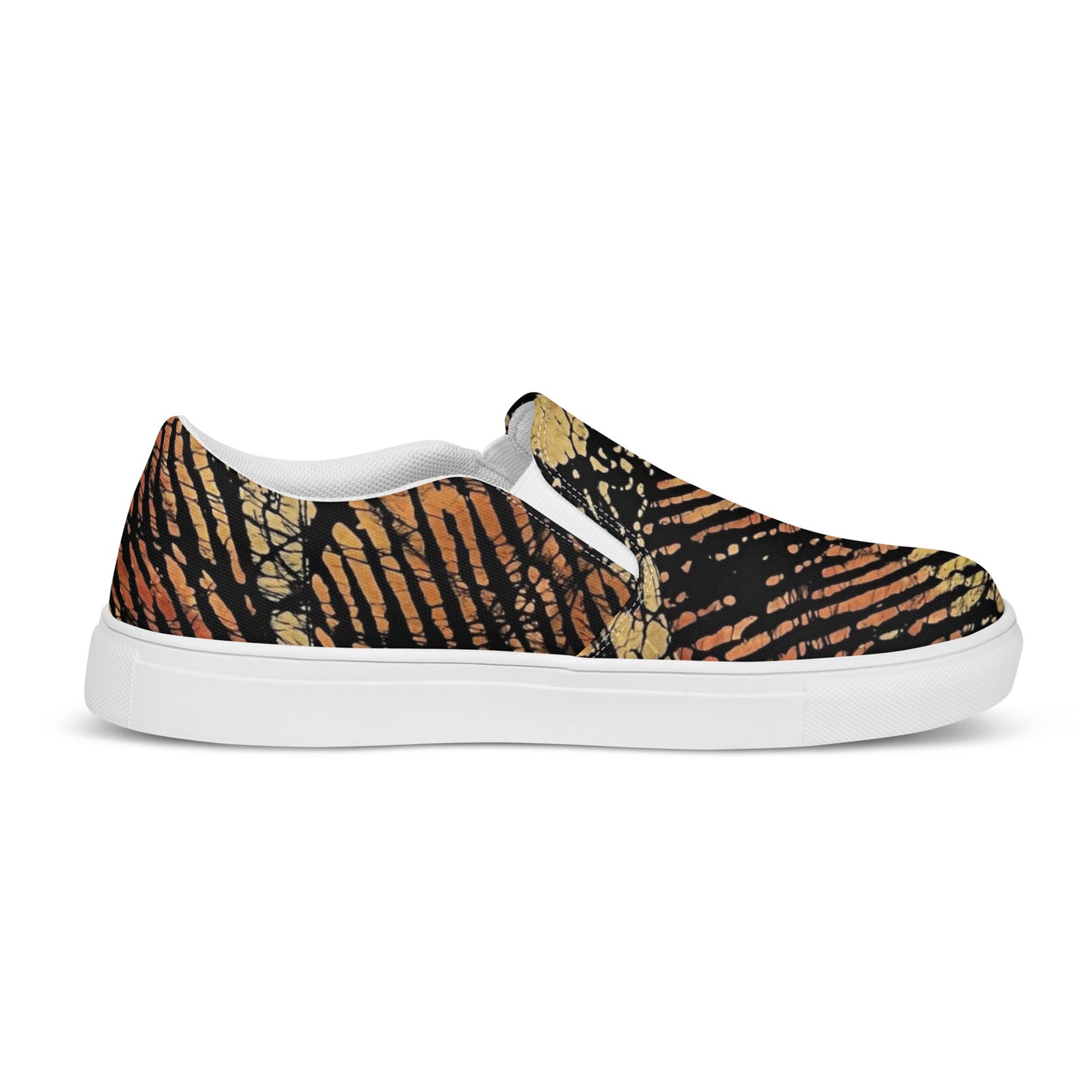 Yellow Orange Aztec Ankara Men’s slip-on canvas shoes