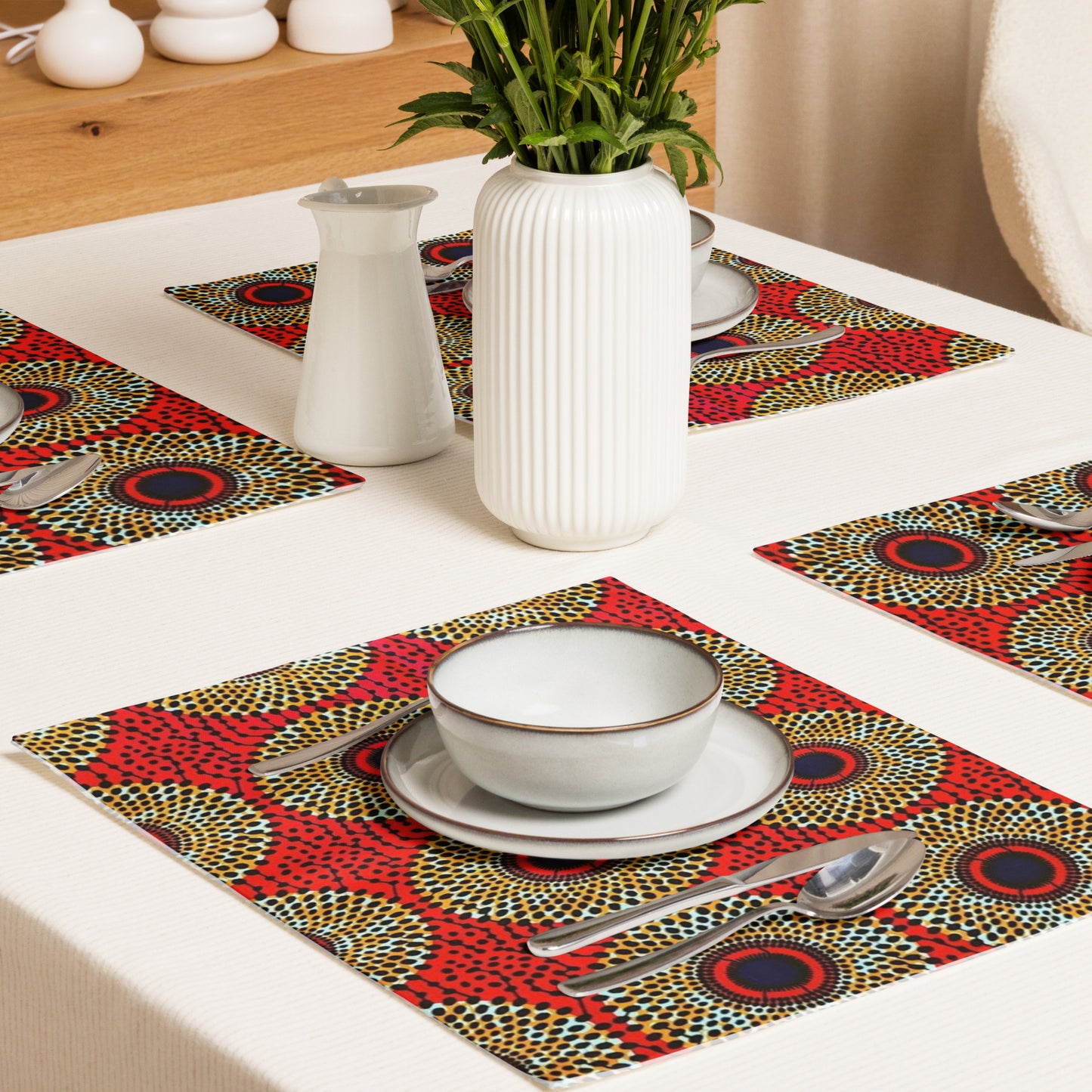 Red Mandela Placemat Set