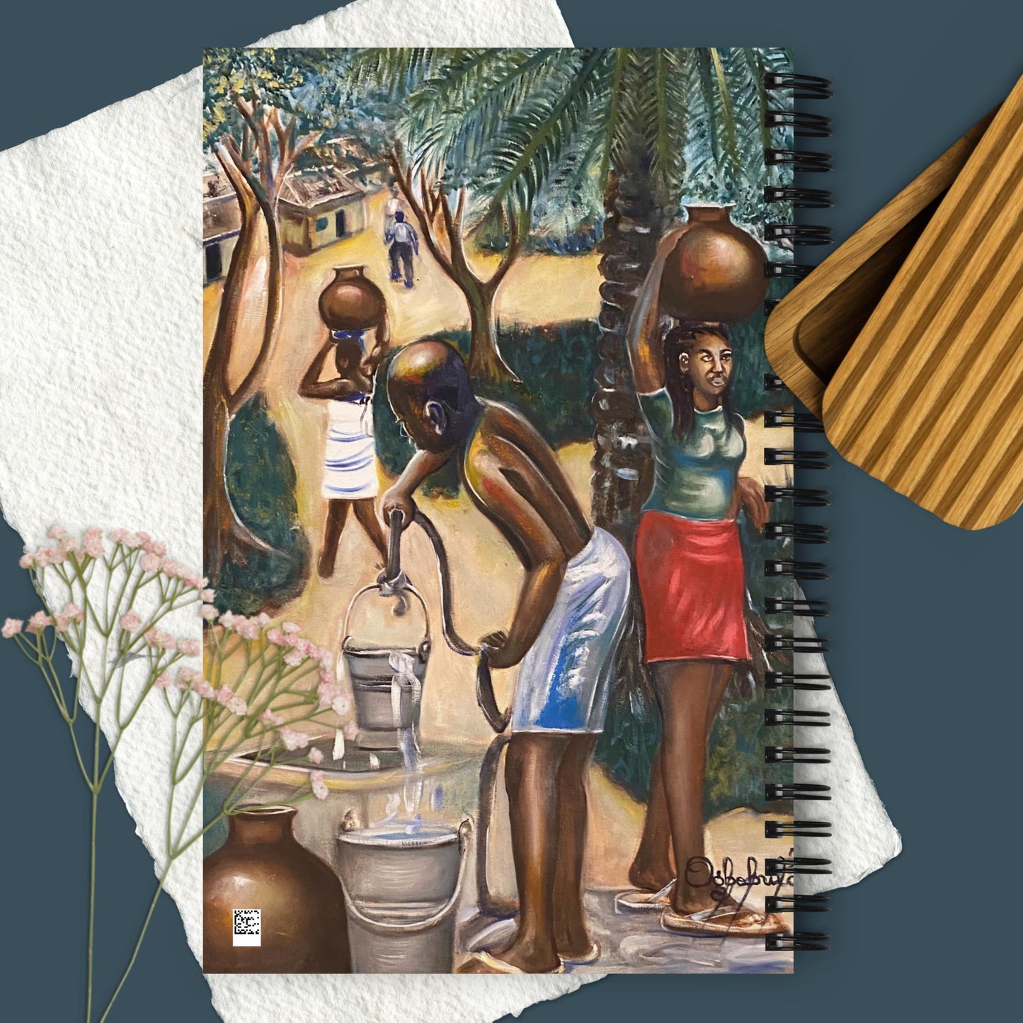 Native Fetching Water Spiral Notebook