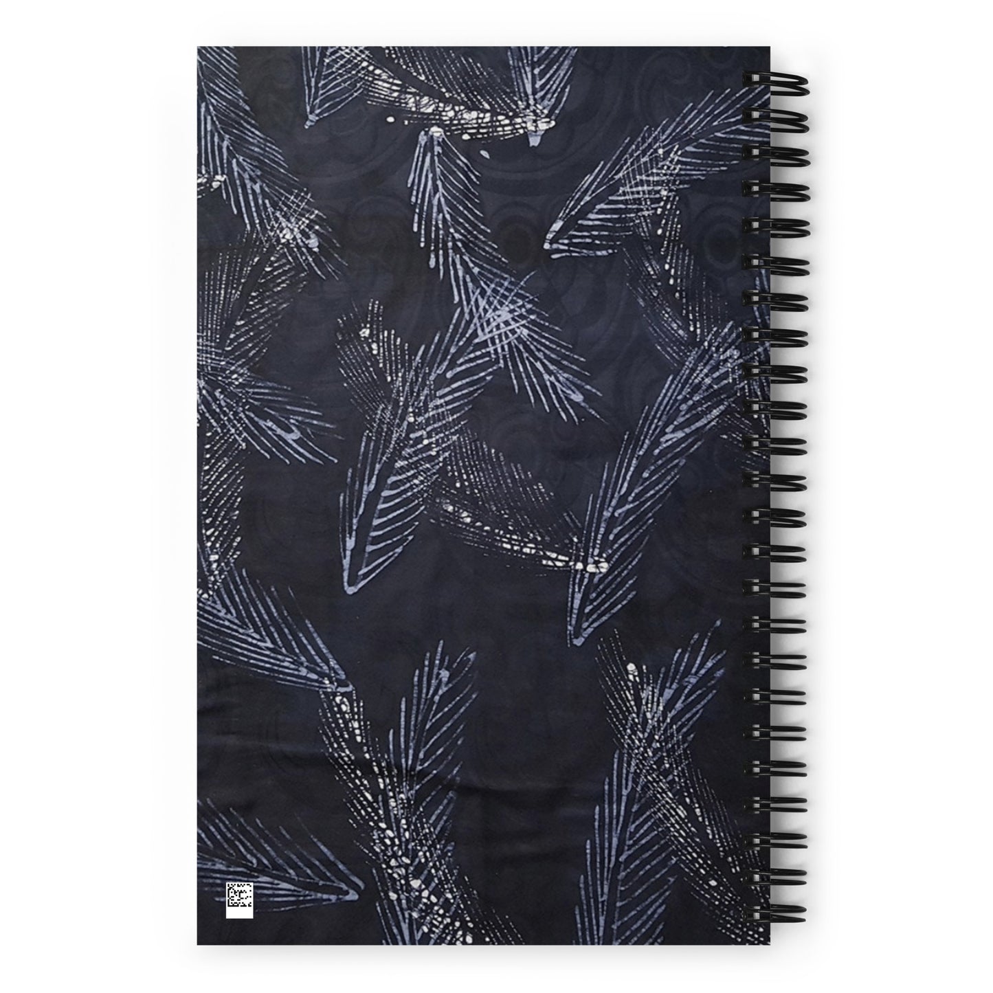 Dark Blue Leaf Adire Spiral Notebook