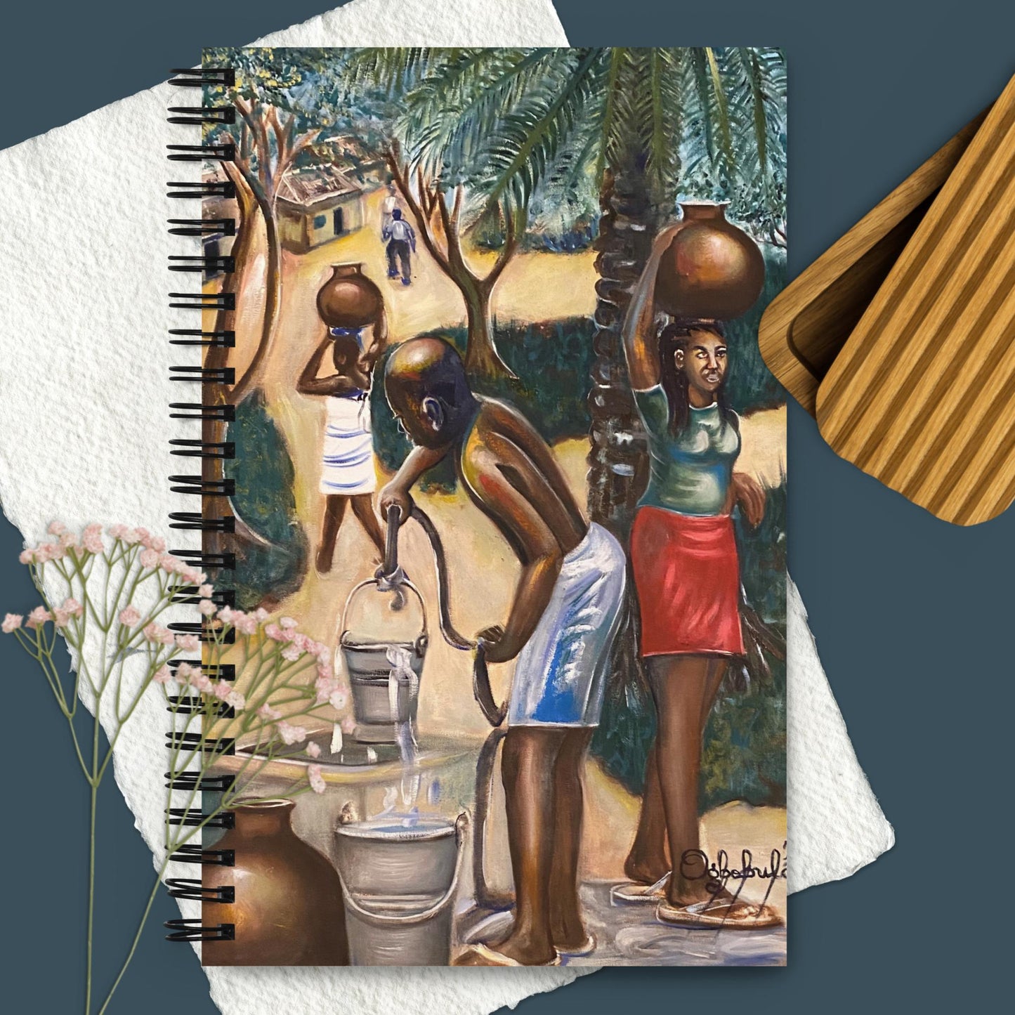 Native Fetching Water Spiral Notebook