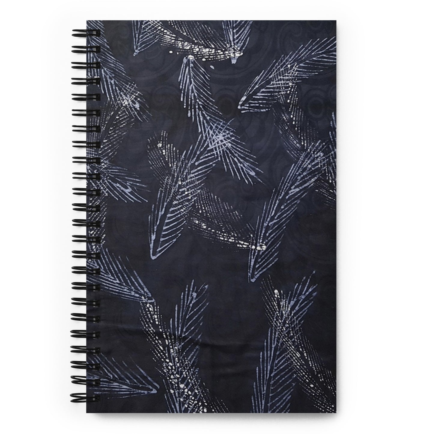 Dark Blue Leaf Adire Spiral Notebook