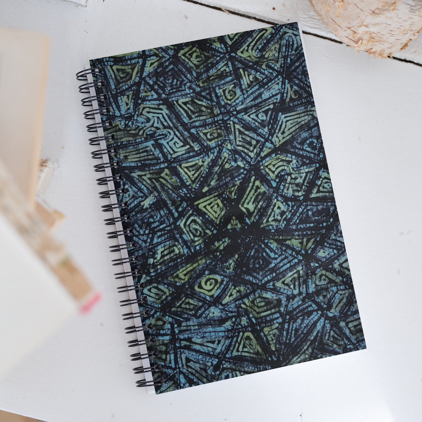 Indigo Green & Turquoise Adire Spiral Notebook